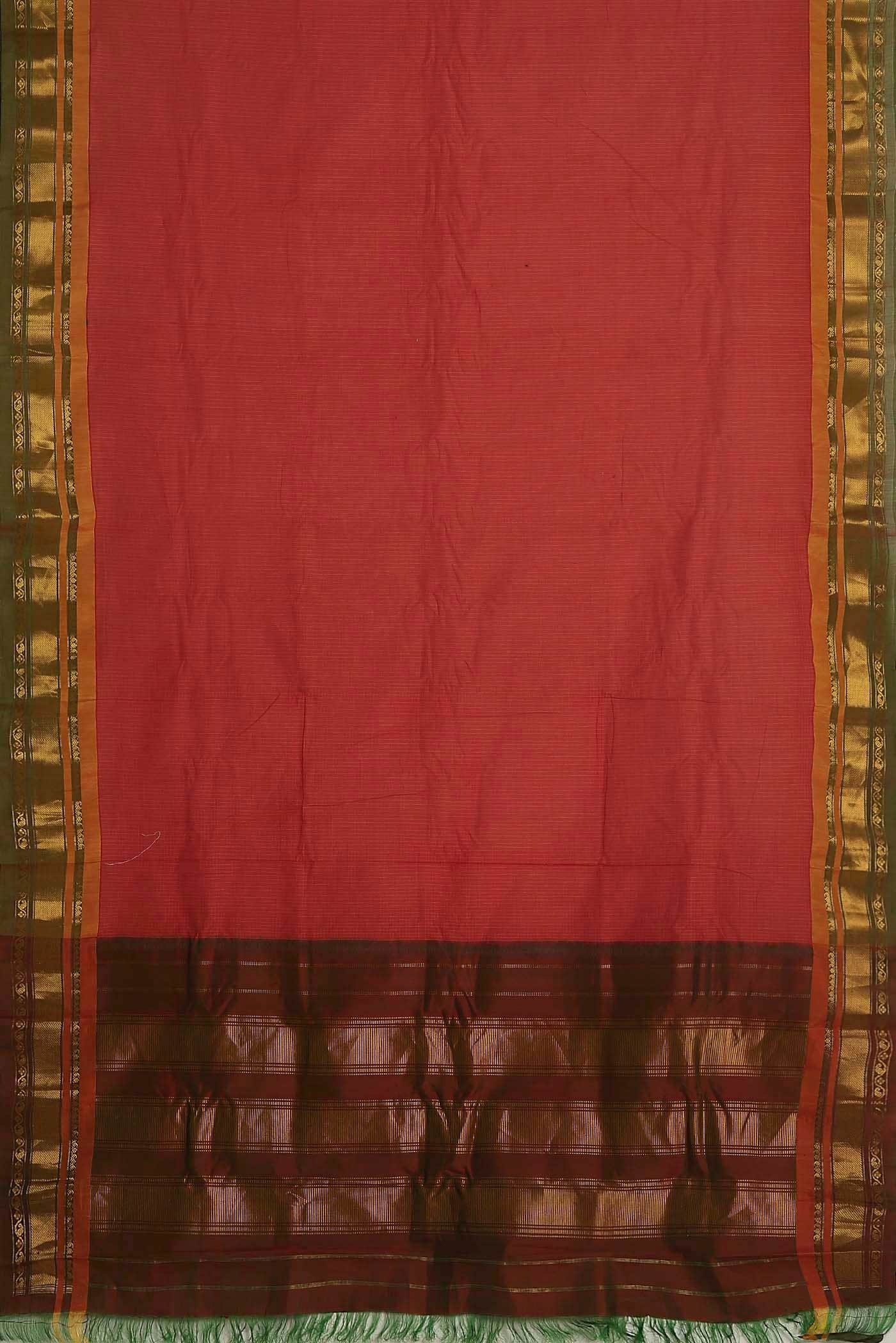 Orange Gadwal cotton Saree - Image 4