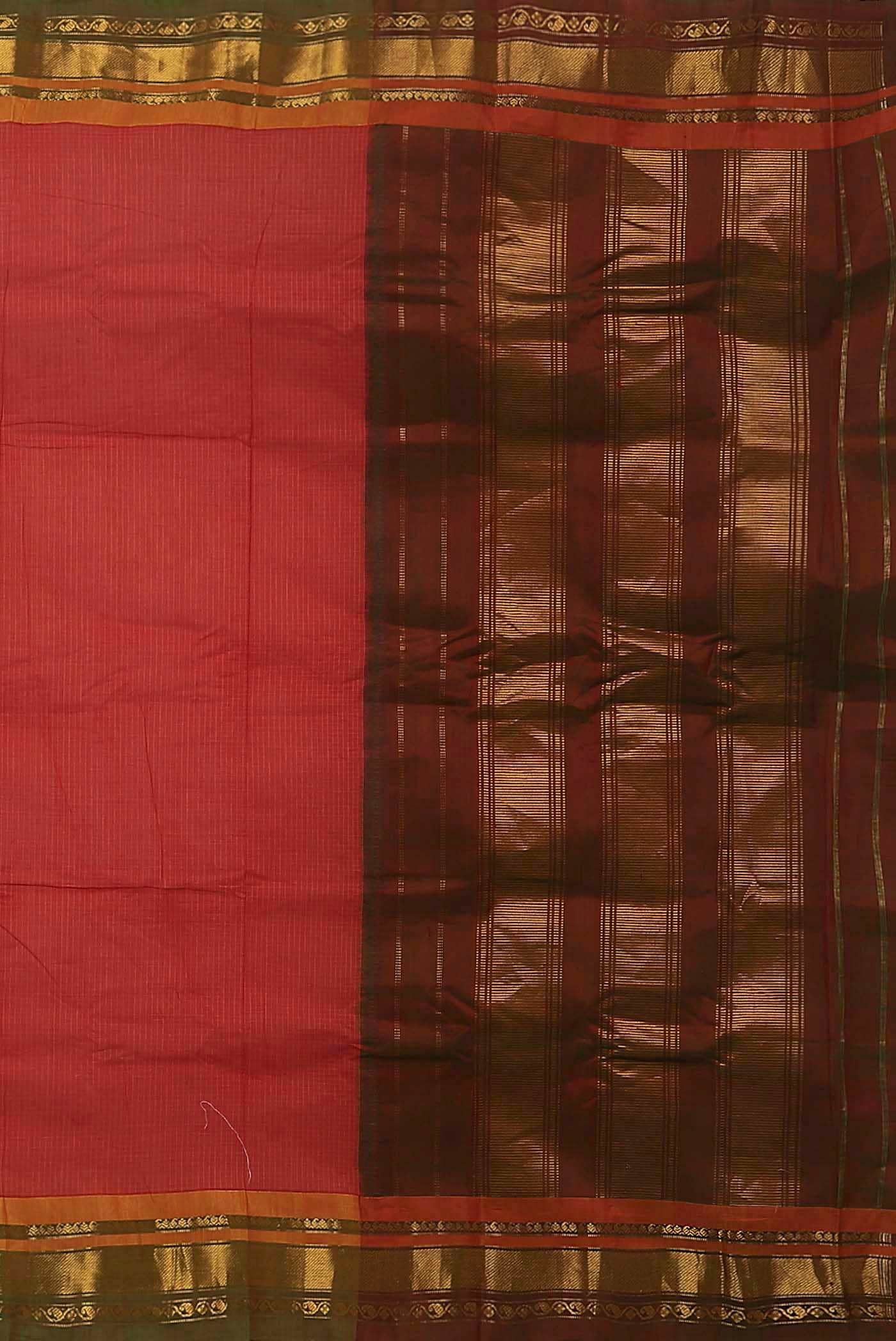 Orange Gadwal cotton Saree - Image 5