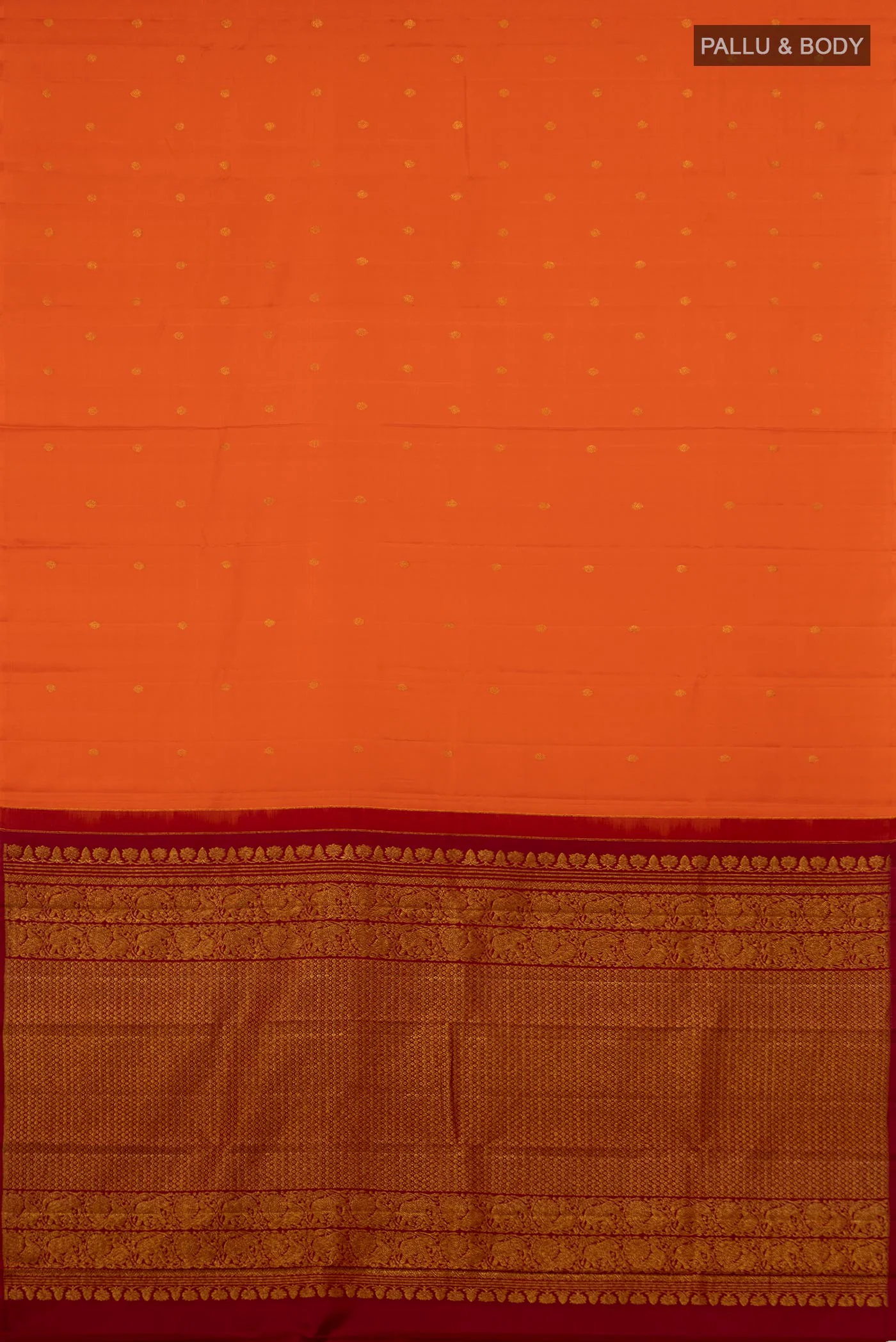 Orange Kanchipuram Silk Saree - Image 5