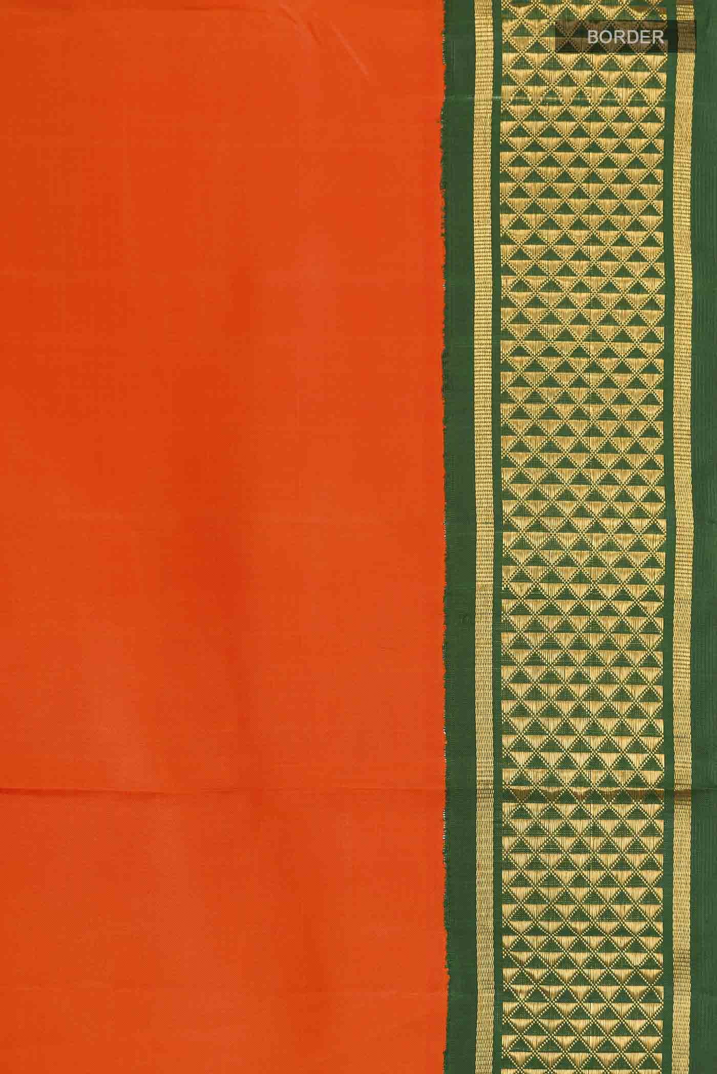 Orange Kanchipuram Silk Nine Yards Saree - Image 3
