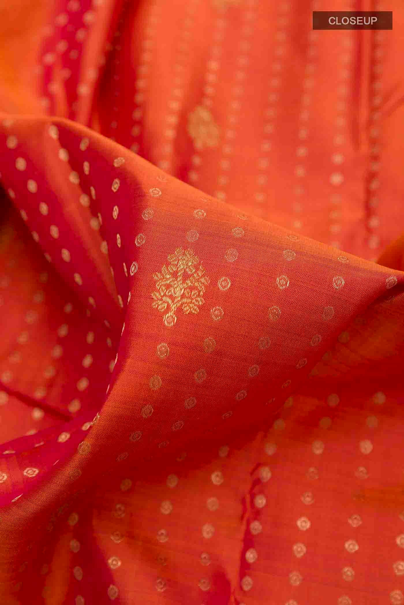 Orange Kanjivaram Silk Saree - Image 2
