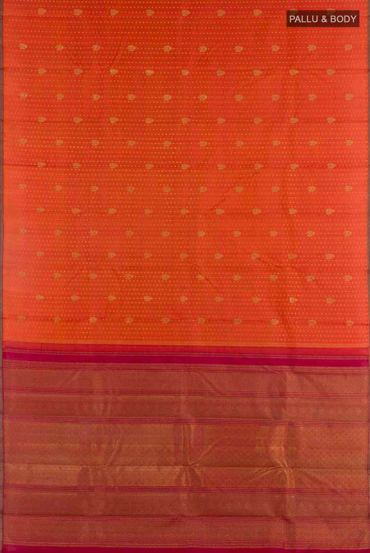Orange Kanjivaram Silk Saree - Image 6