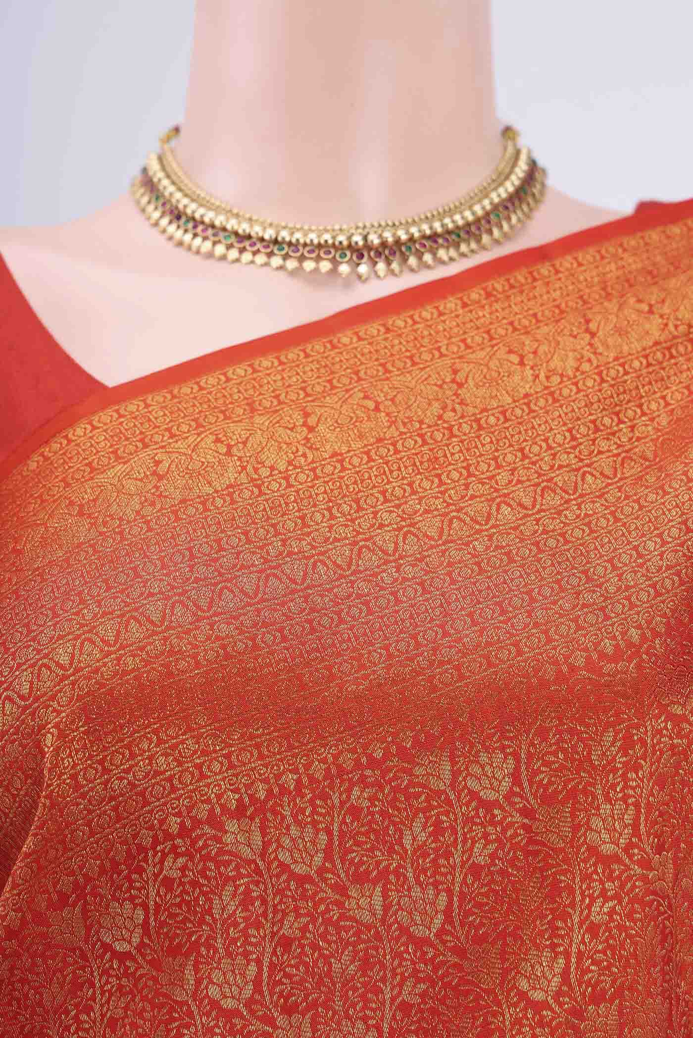 Orange Kanchipuram Silk Saree - Image 2