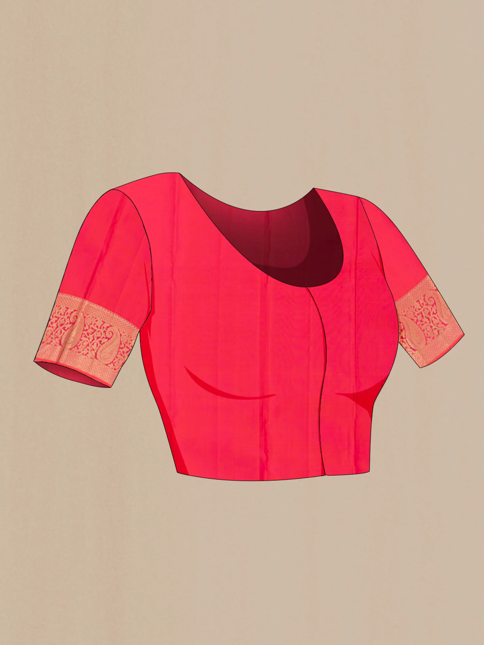 Orange with Pink Color Kanchipuram Silk Saree - Image 3