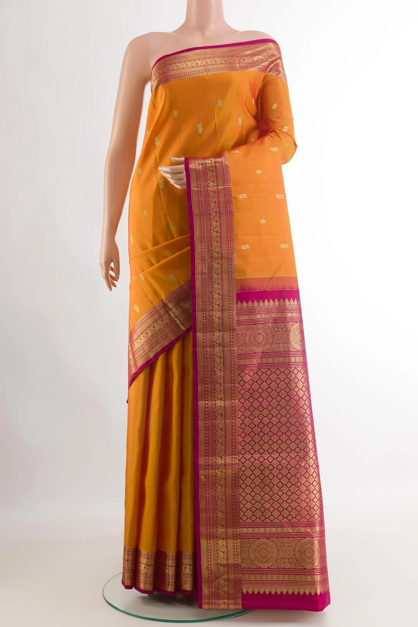 Mustard Kanchipuram Silk Saree