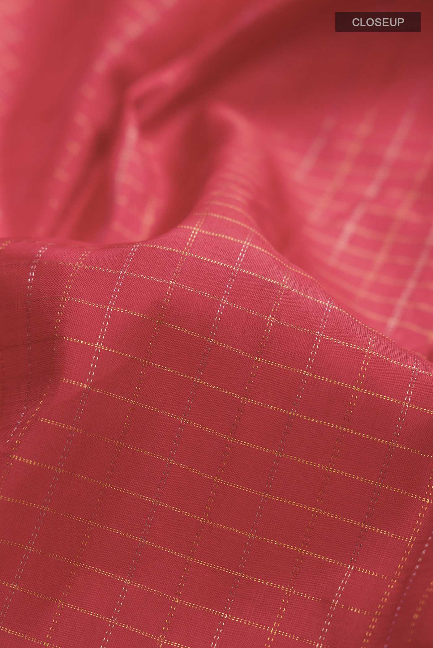 Deep Red Kanchipuram Silk Saree - Image 2