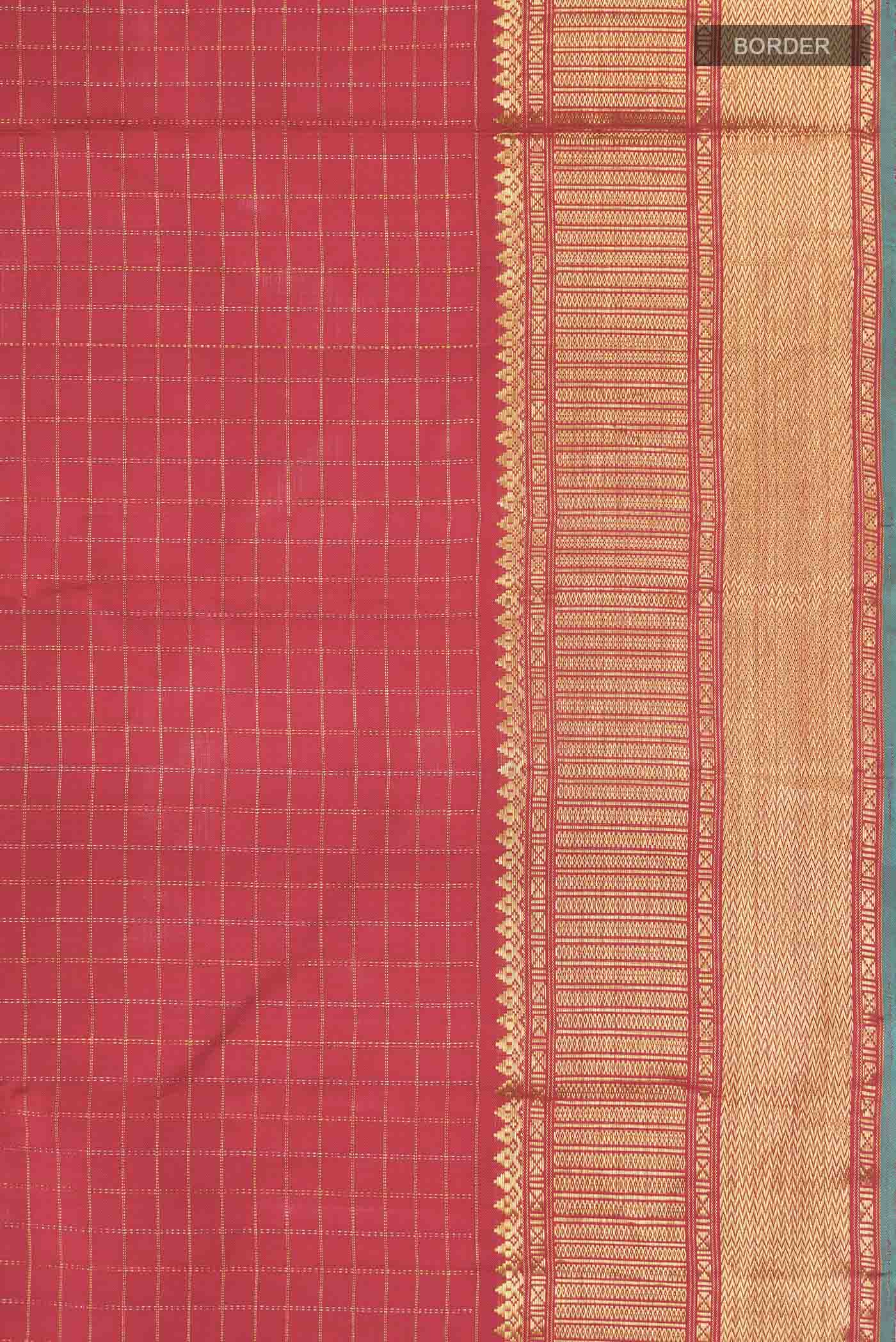 Deep Red Kanchipuram Silk Saree - Image 3