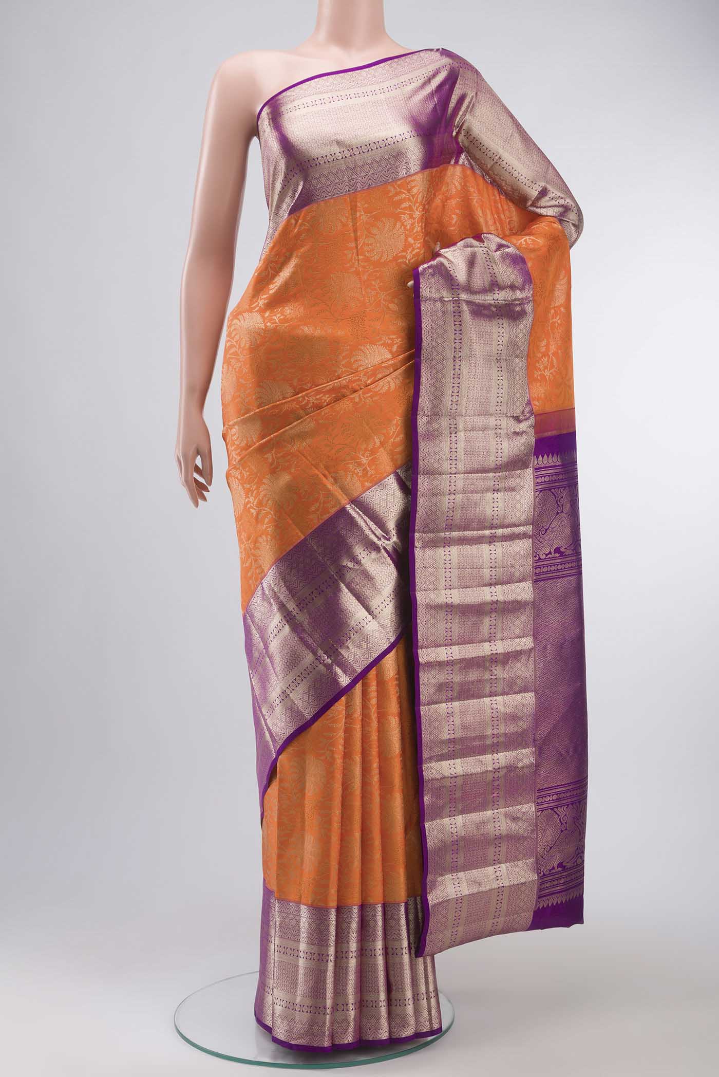 Orange Kanchipuram Silk Saree
