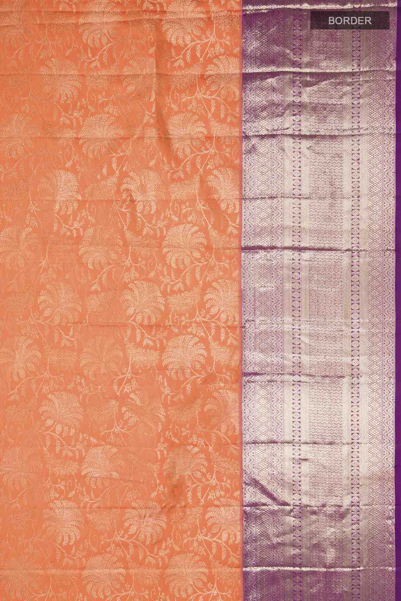 Orange Kanchipuram Silk Saree - Image 3