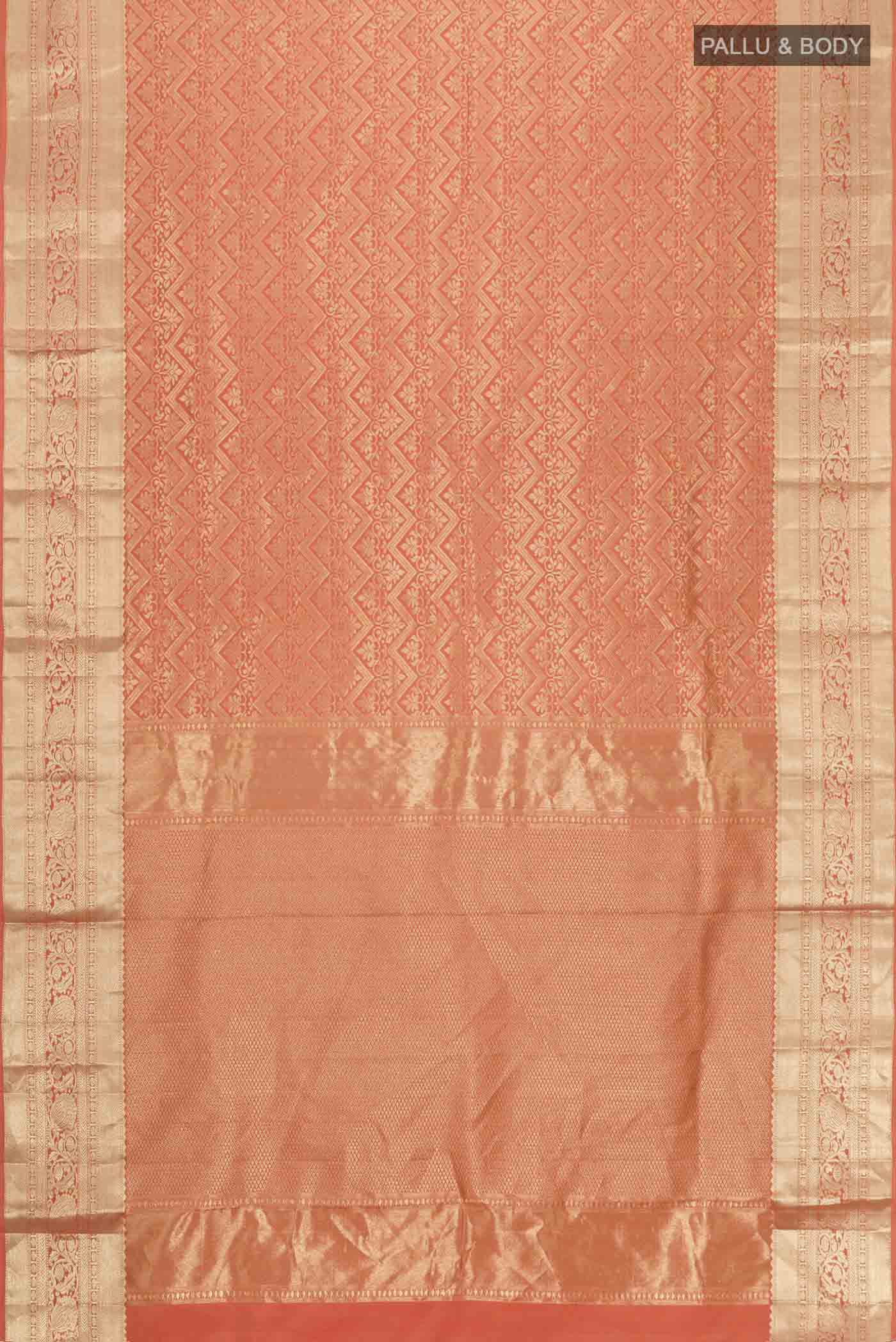 Orange Kanchipuram Silk Saree - Image 6