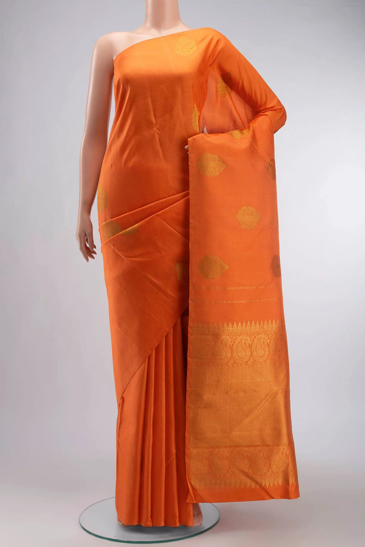 Orange Kanchipuram Silk Saree