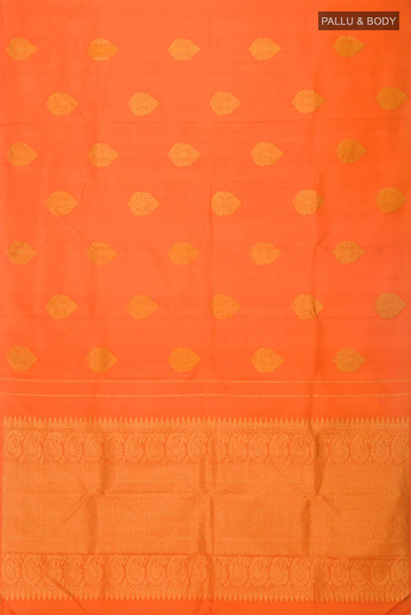 Orange Kanchipuram Silk Saree - Image 6