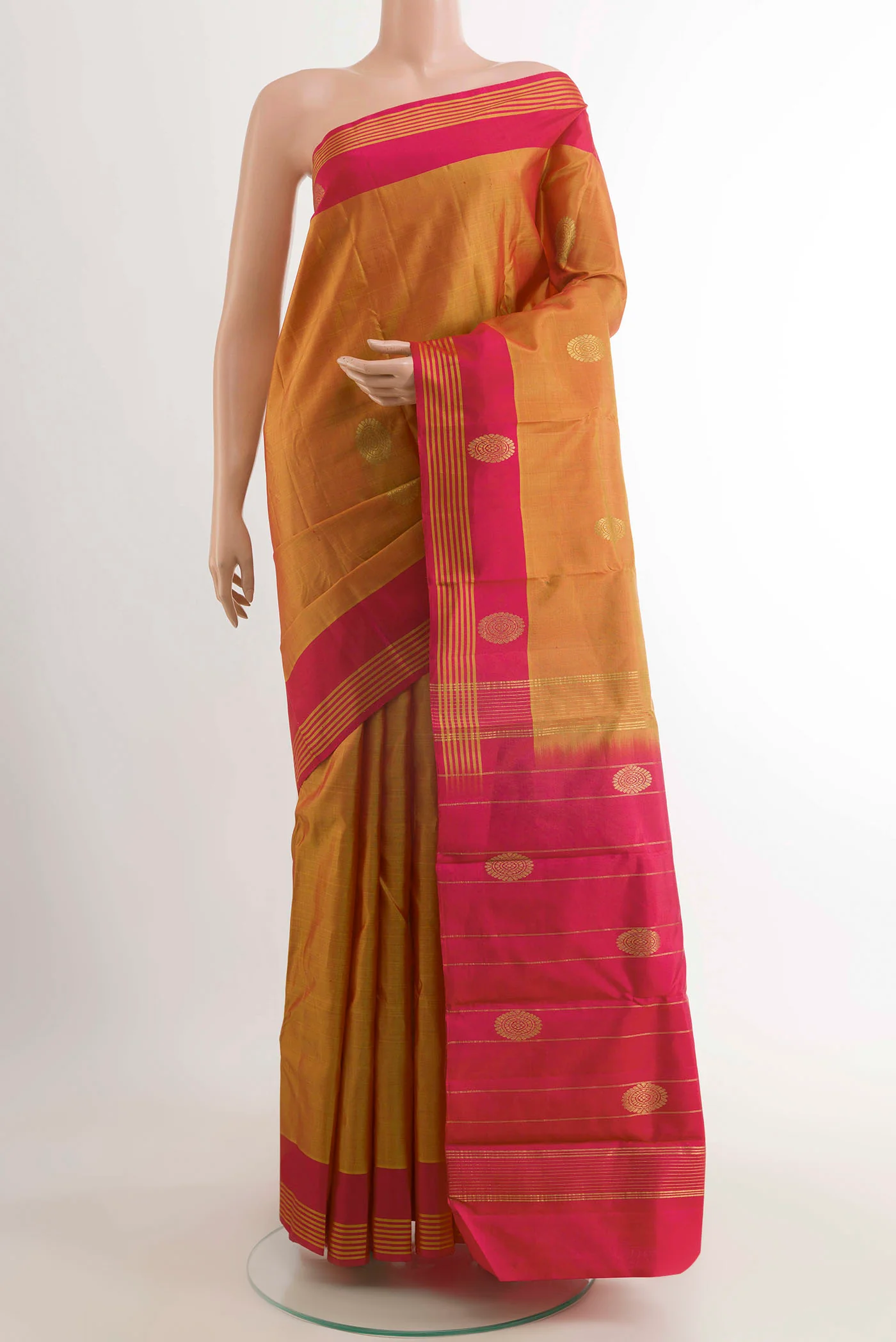 Mustard Kanchipuram Silk Saree