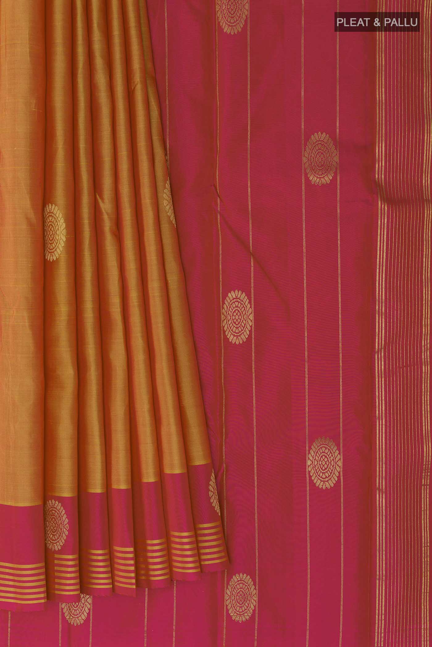 Mustard Kanchipuram Silk Saree - Image 4