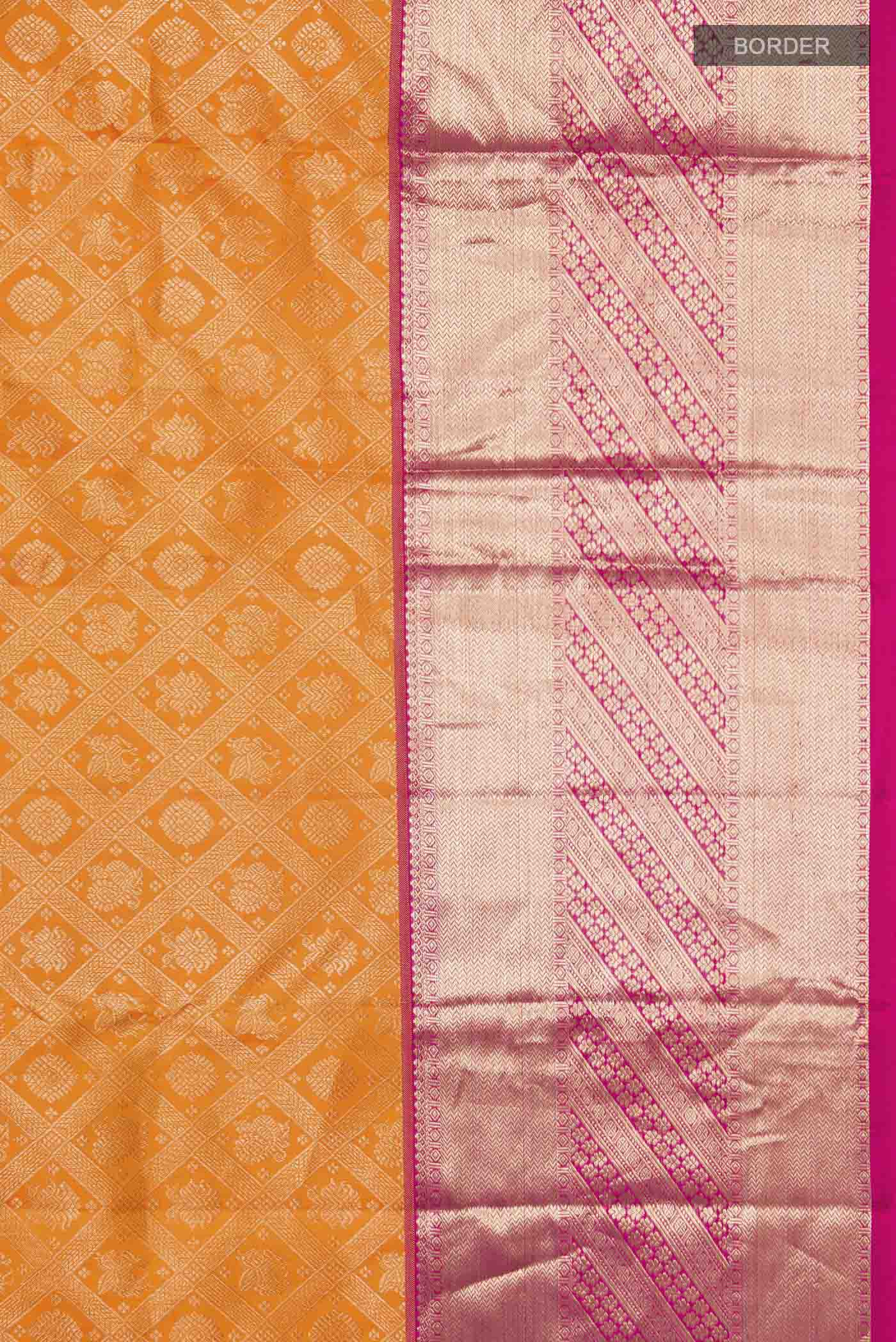 Orange Kanchipuram Silk Saree - Image 3