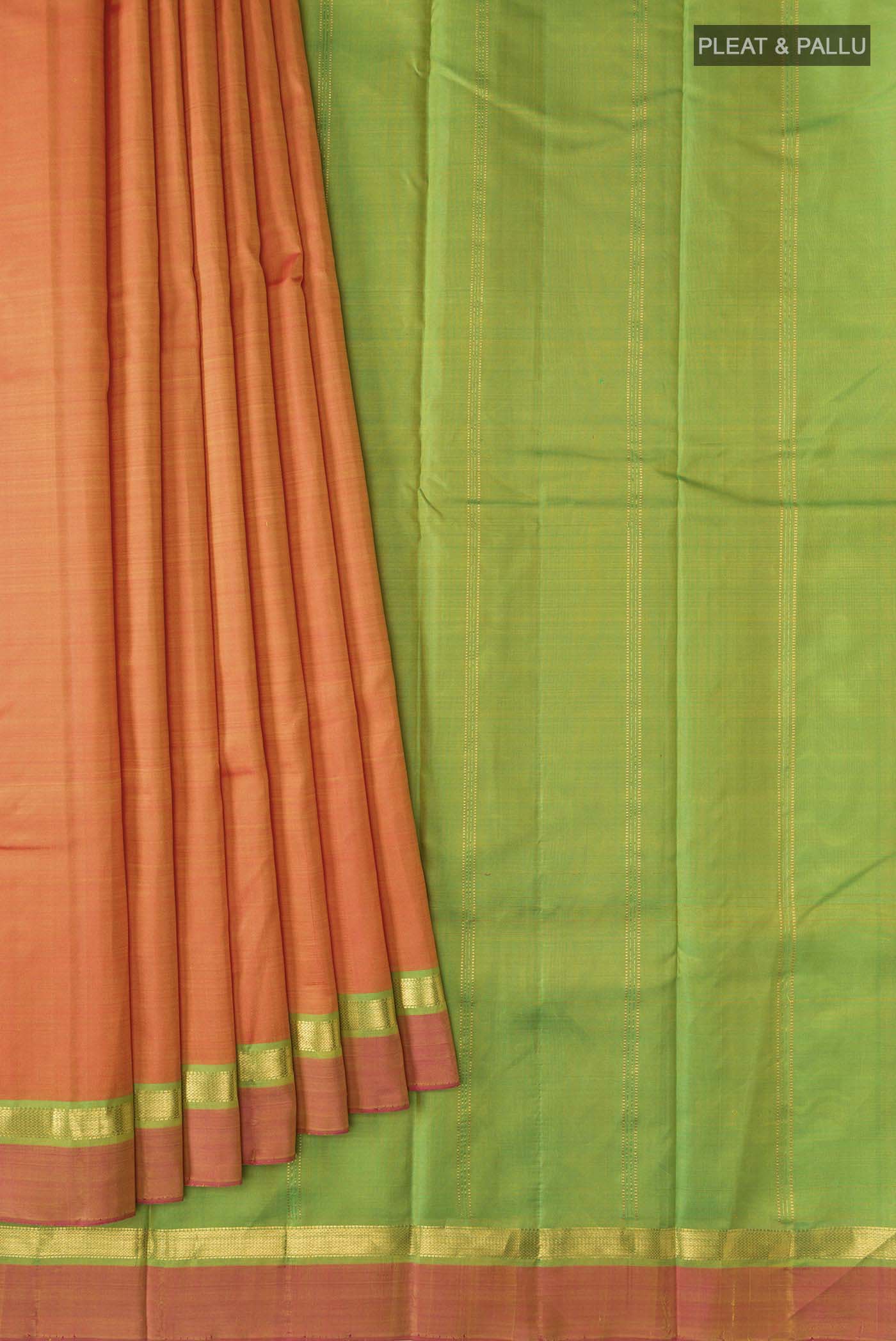 Orange Kanchipuram Silk Saree - Image 4