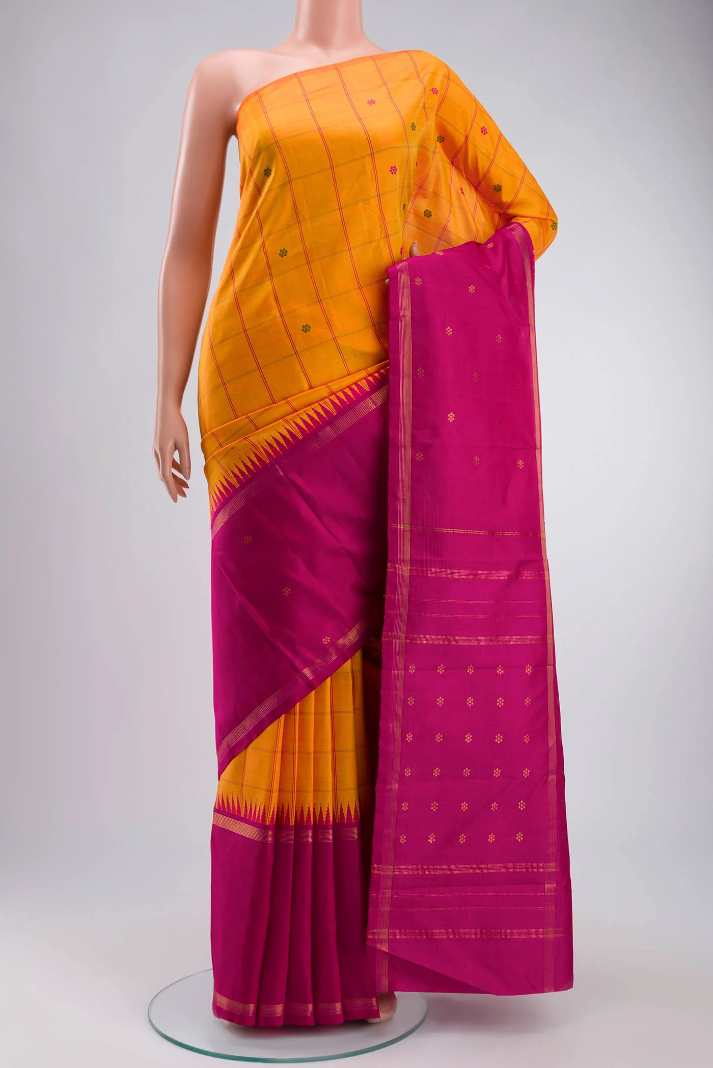 Yellow Kanchipuram Silk Saree