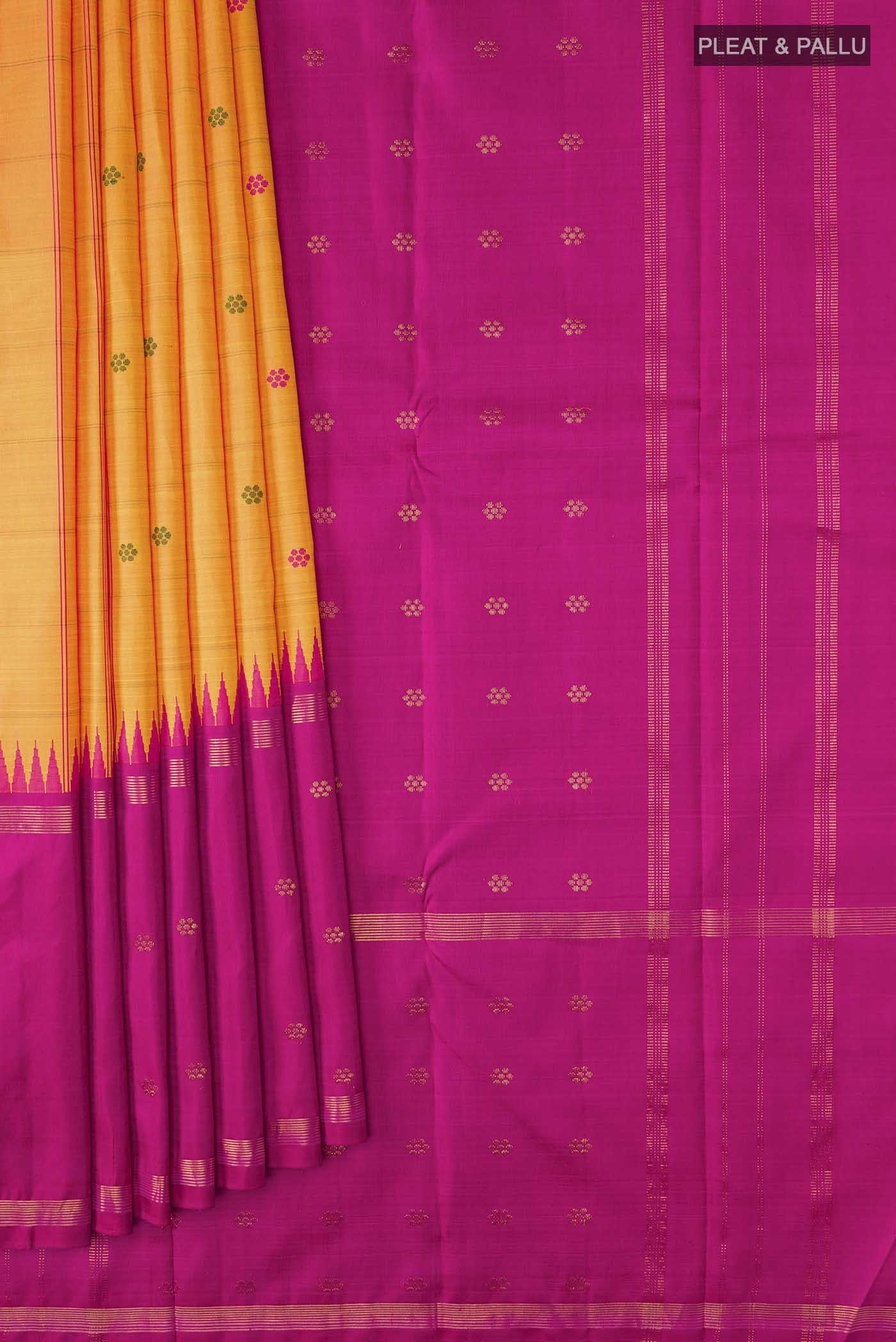 Yellow Kanchipuram Silk Saree - Image 4