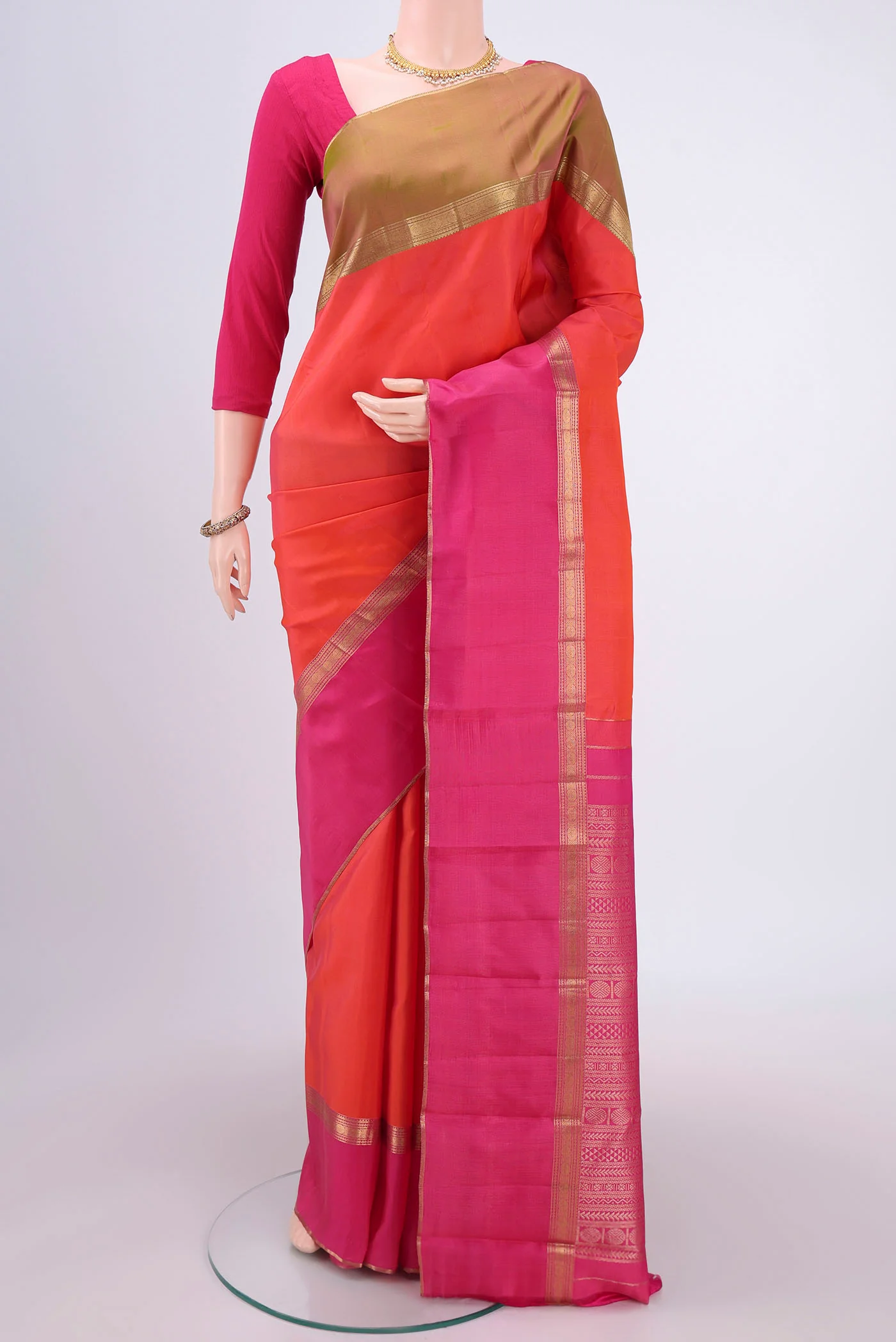 Orange Kanchipuram Silk Saree