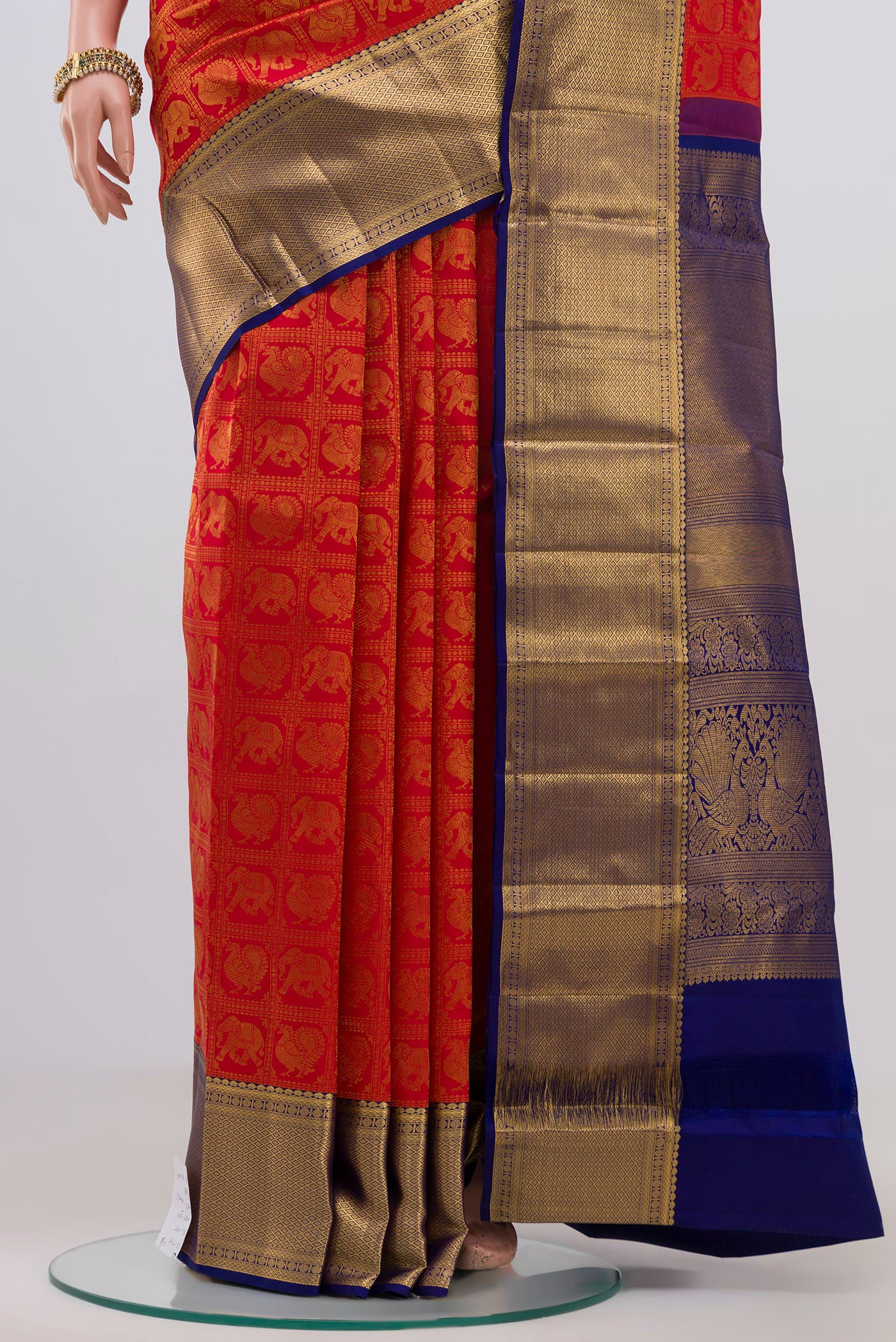 Orange Kanchipuram Silk Saree - Image 3