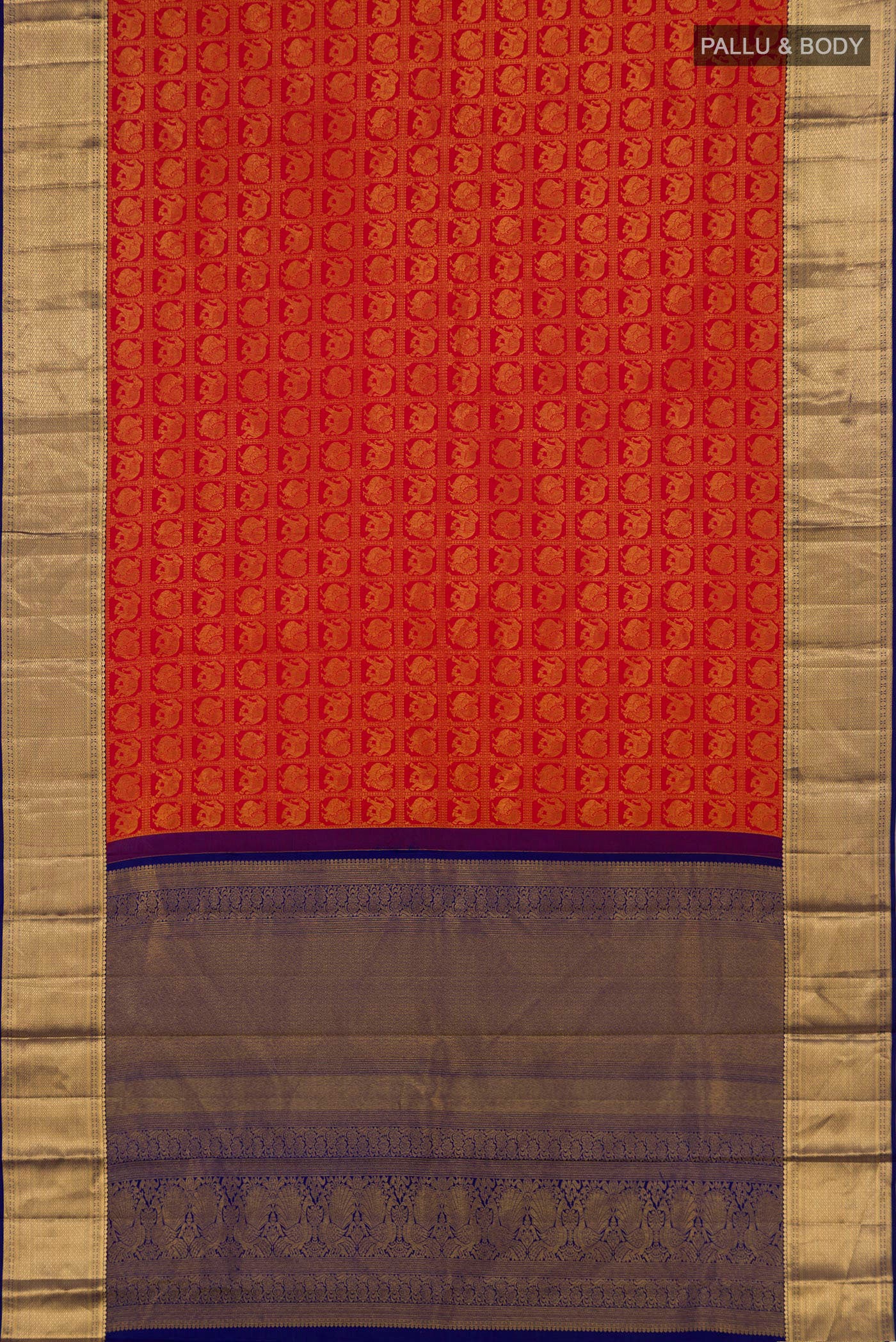 Orange Kanchipuram Silk Saree - Image 5