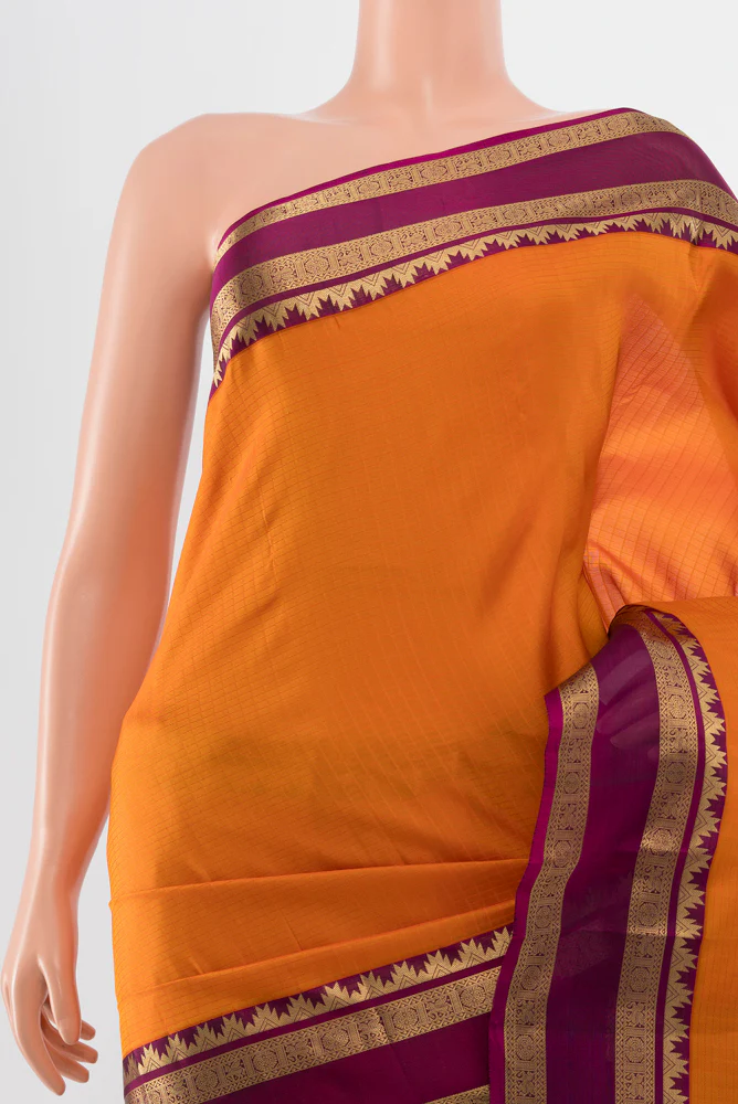 Orange Kanchipuram Silk Saree - Image 2