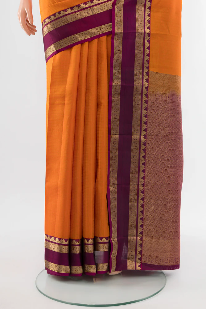 Orange Kanchipuram Silk Saree - Image 3