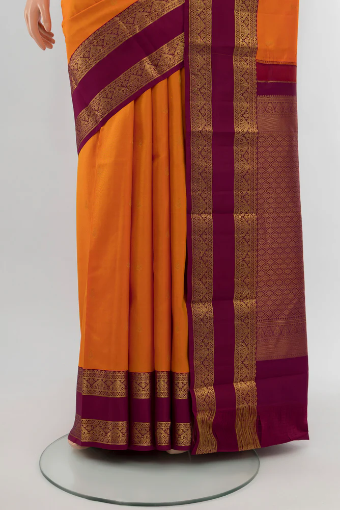 Orange Kanchipuram Silk Saree - Image 3