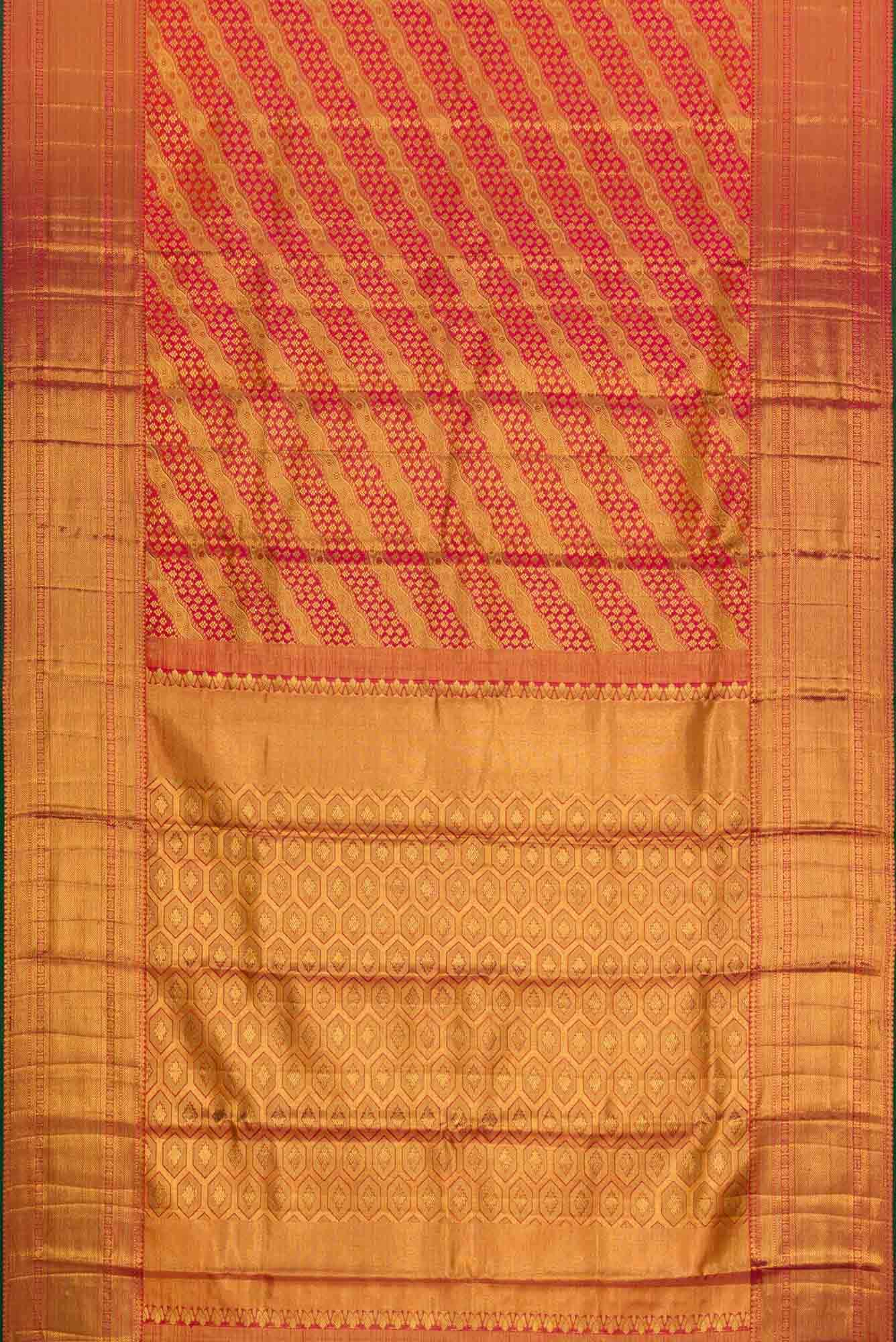 Pink with Orange Color Kanchipuram Silk Saree - Image 4