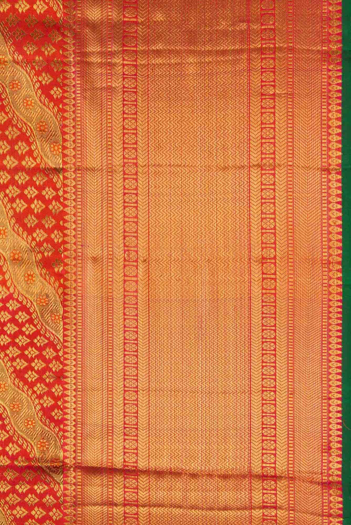Pink with Orange Color Kanchipuram Silk Saree - Image 5