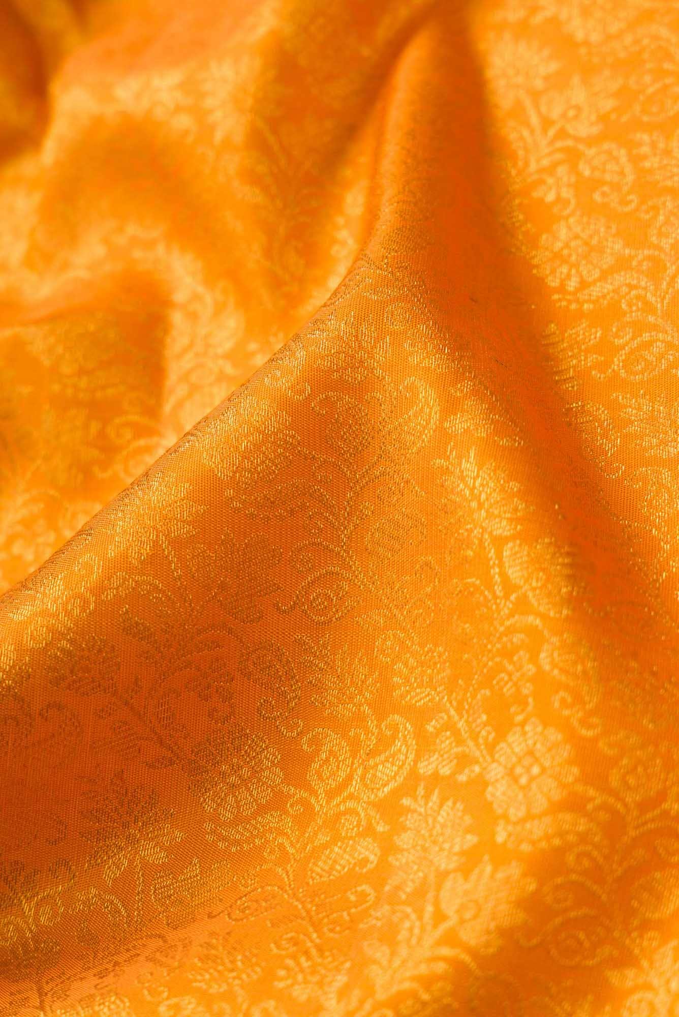 Pure Silk Pure Zari Mustard Kanjivaram Saree - Image 3