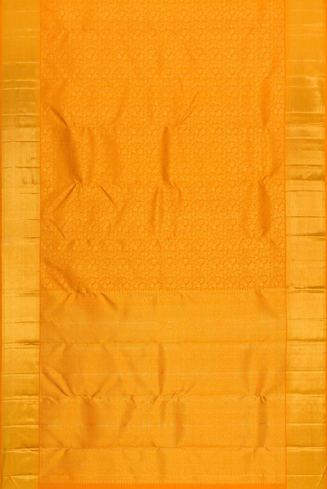 Pure Silk Pure Zari Mustard Kanjivaram Saree - Image 4