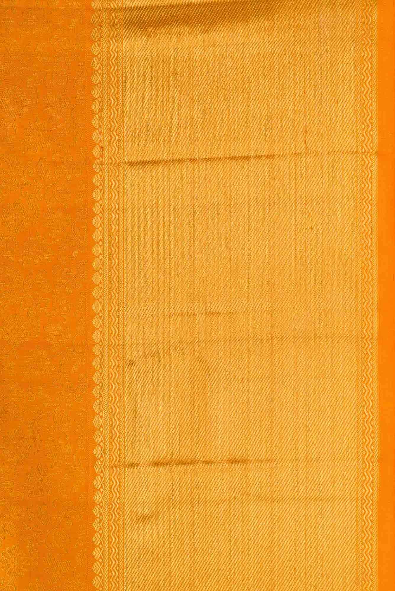 Pure Silk Pure Zari Mustard Kanjivaram Saree - Image 5