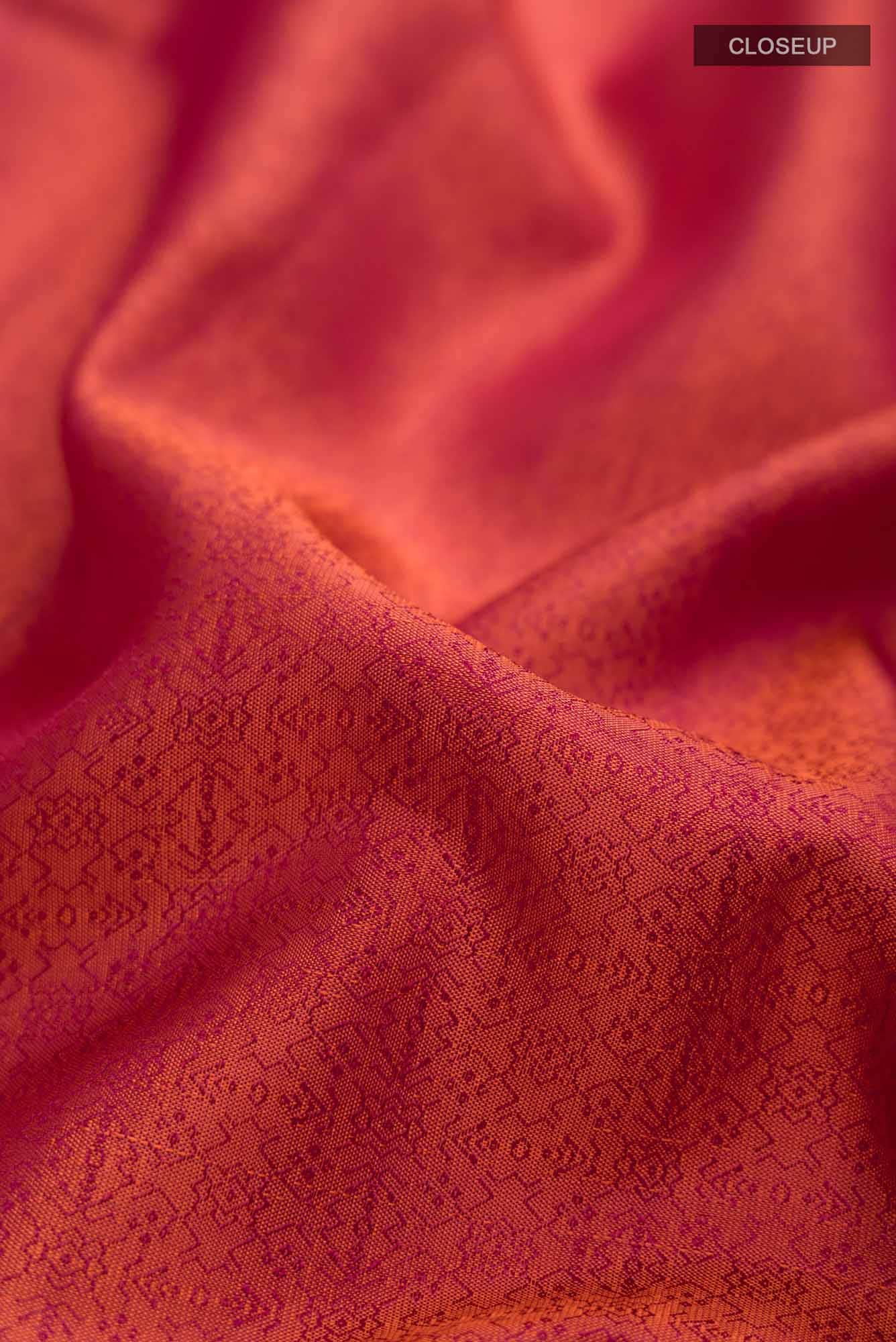 Orange Kanchipuram Silk Saree - Image 3