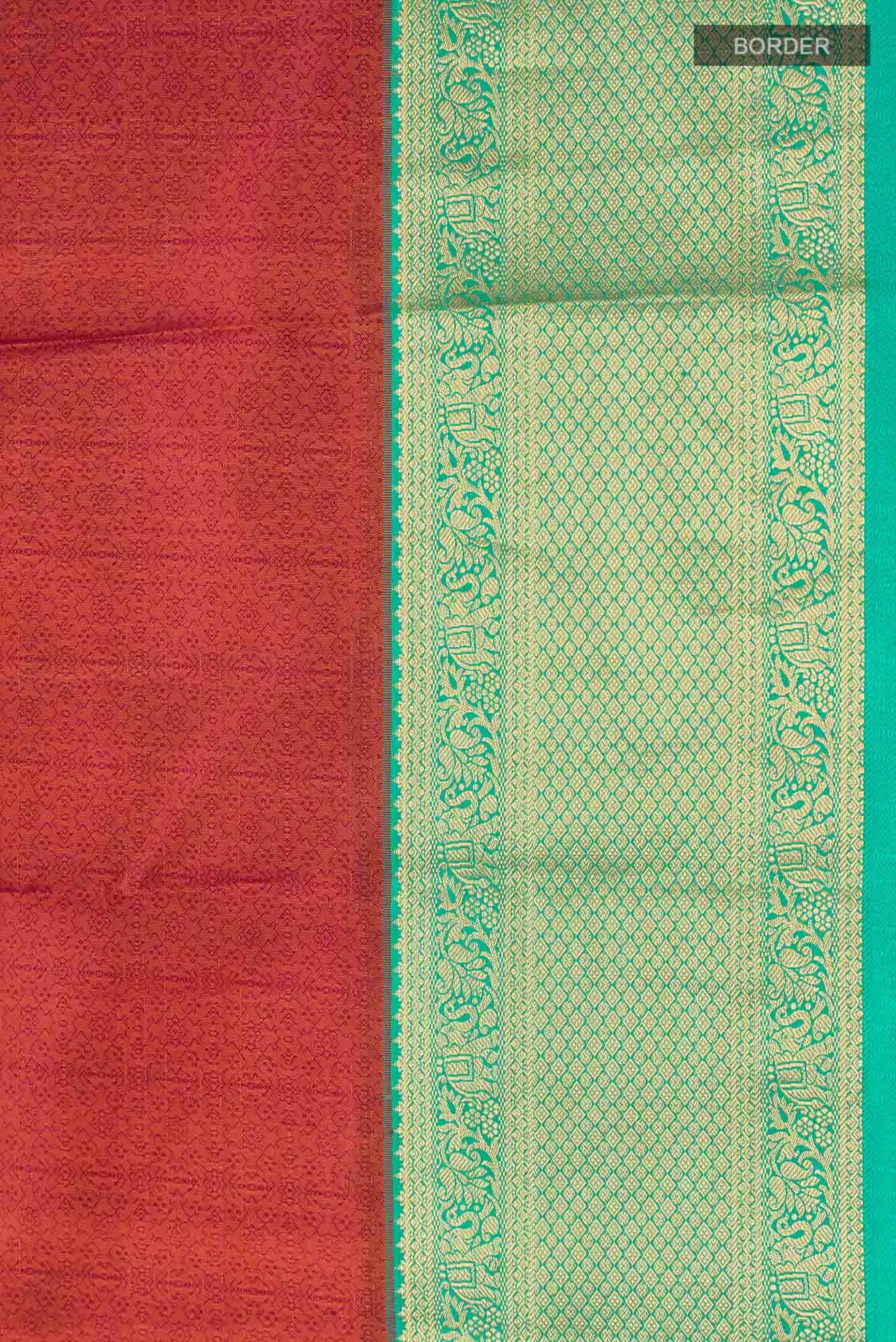 Orange Kanchipuram Silk Saree - Image 5