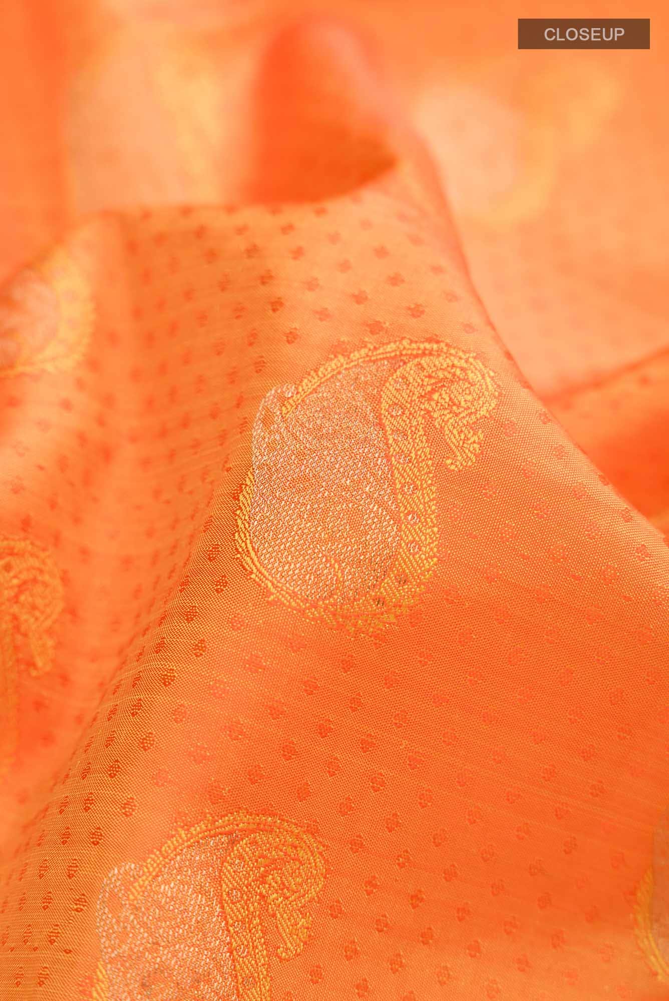 Orange Kanchipuram Silk Saree - Image 3