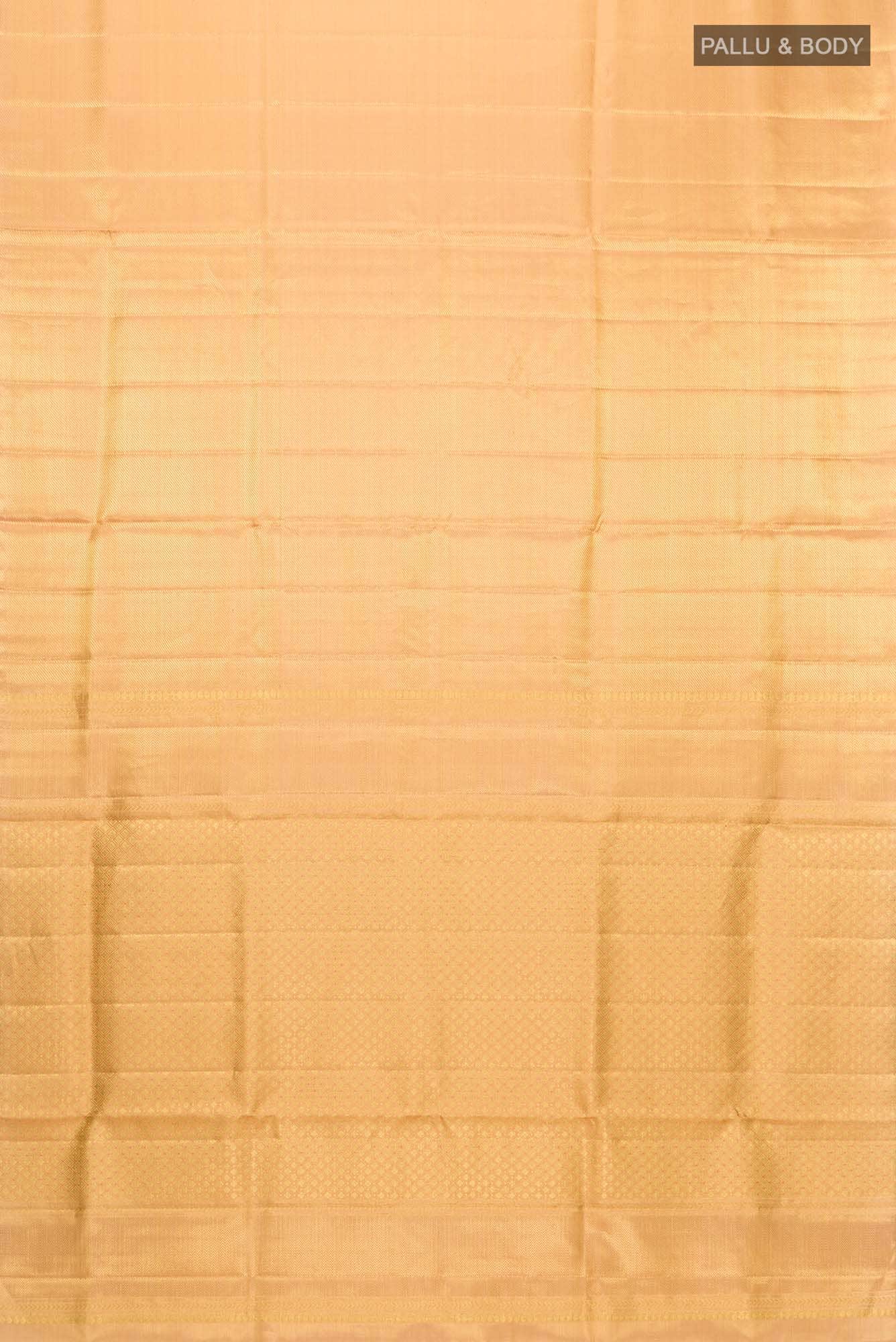 Gold with Peach Dual Tone Kanjivaram Tissue Silk Saree - Image 4