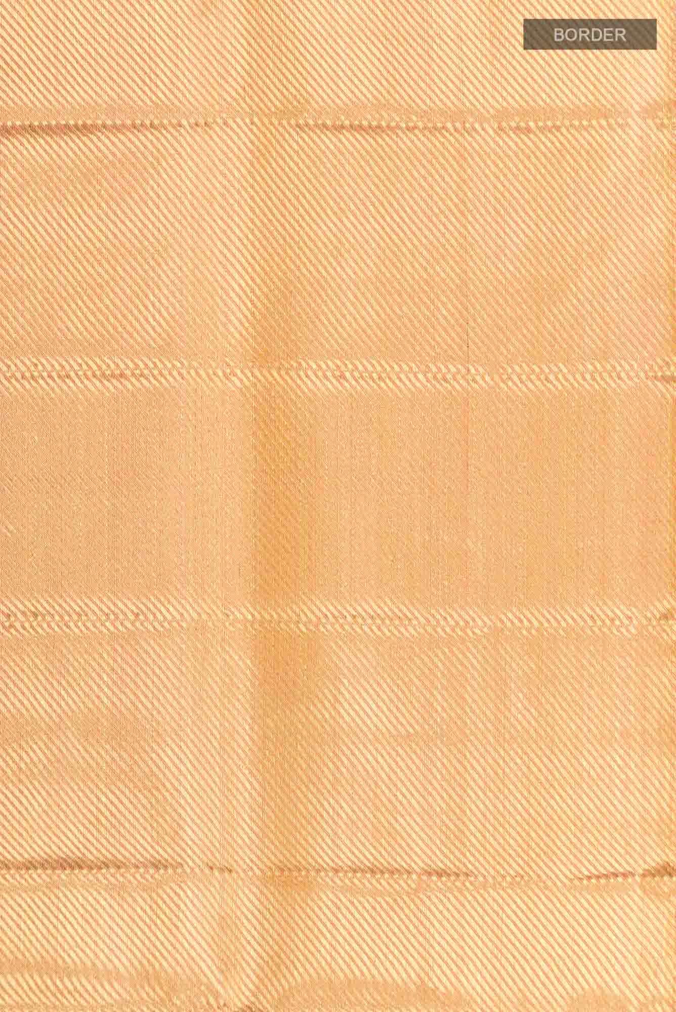 Gold with Peach Dual Tone Kanjivaram Tissue Silk Saree - Image 6