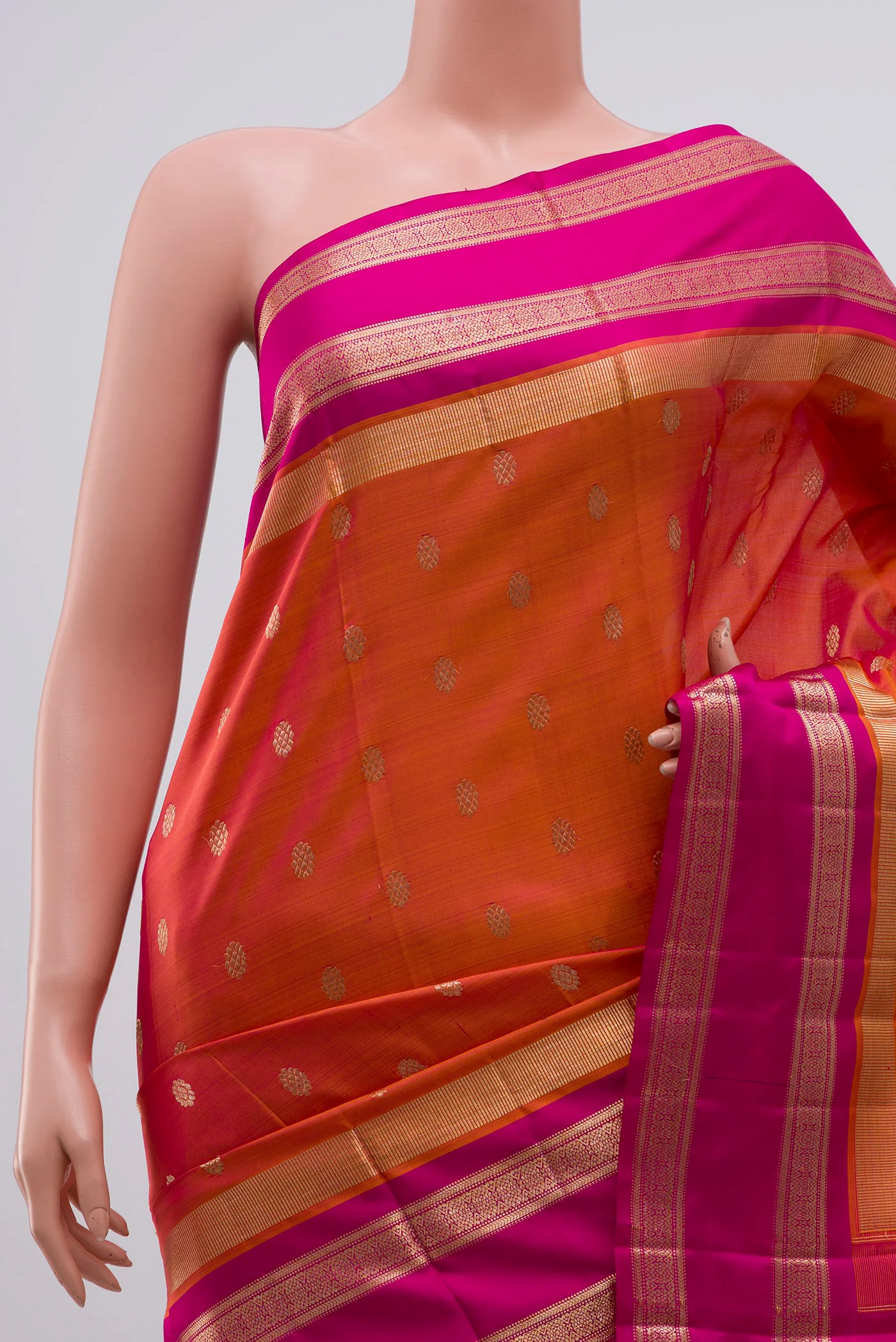 Orange Kanjivaram Silk Saree - Image 2