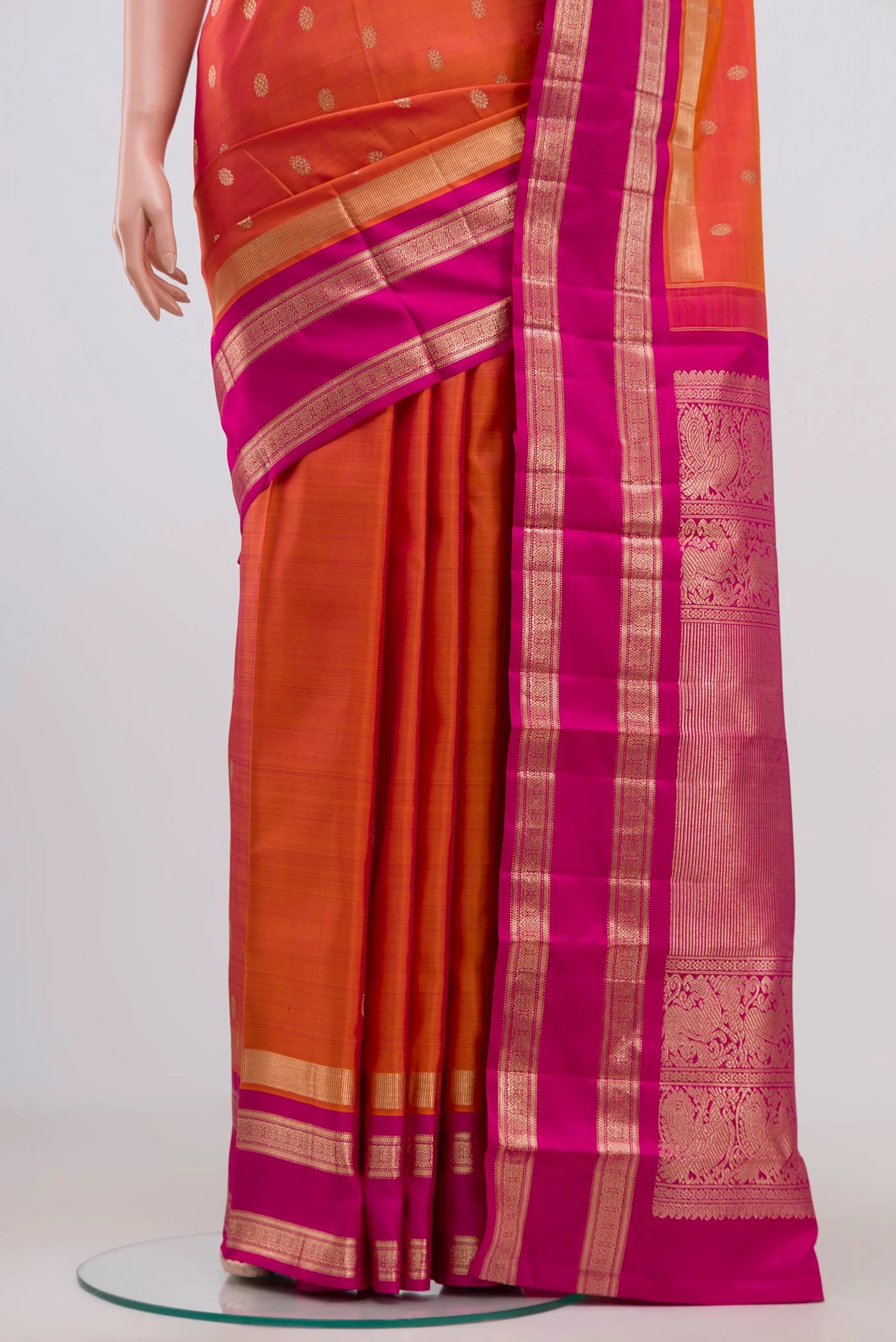 Orange Kanjivaram Silk Saree - Image 3