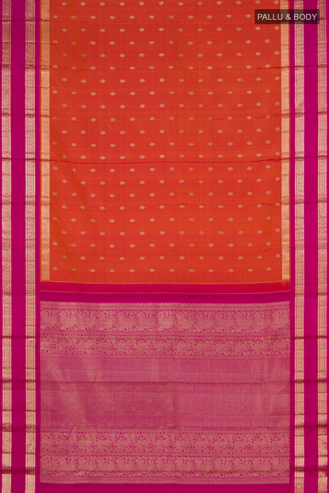 Orange Kanjivaram Silk Saree - Image 5