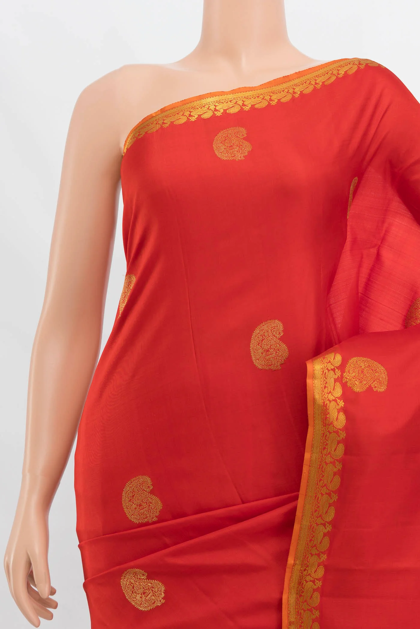 Orange Kanjivaram Silk Saree - Image 2