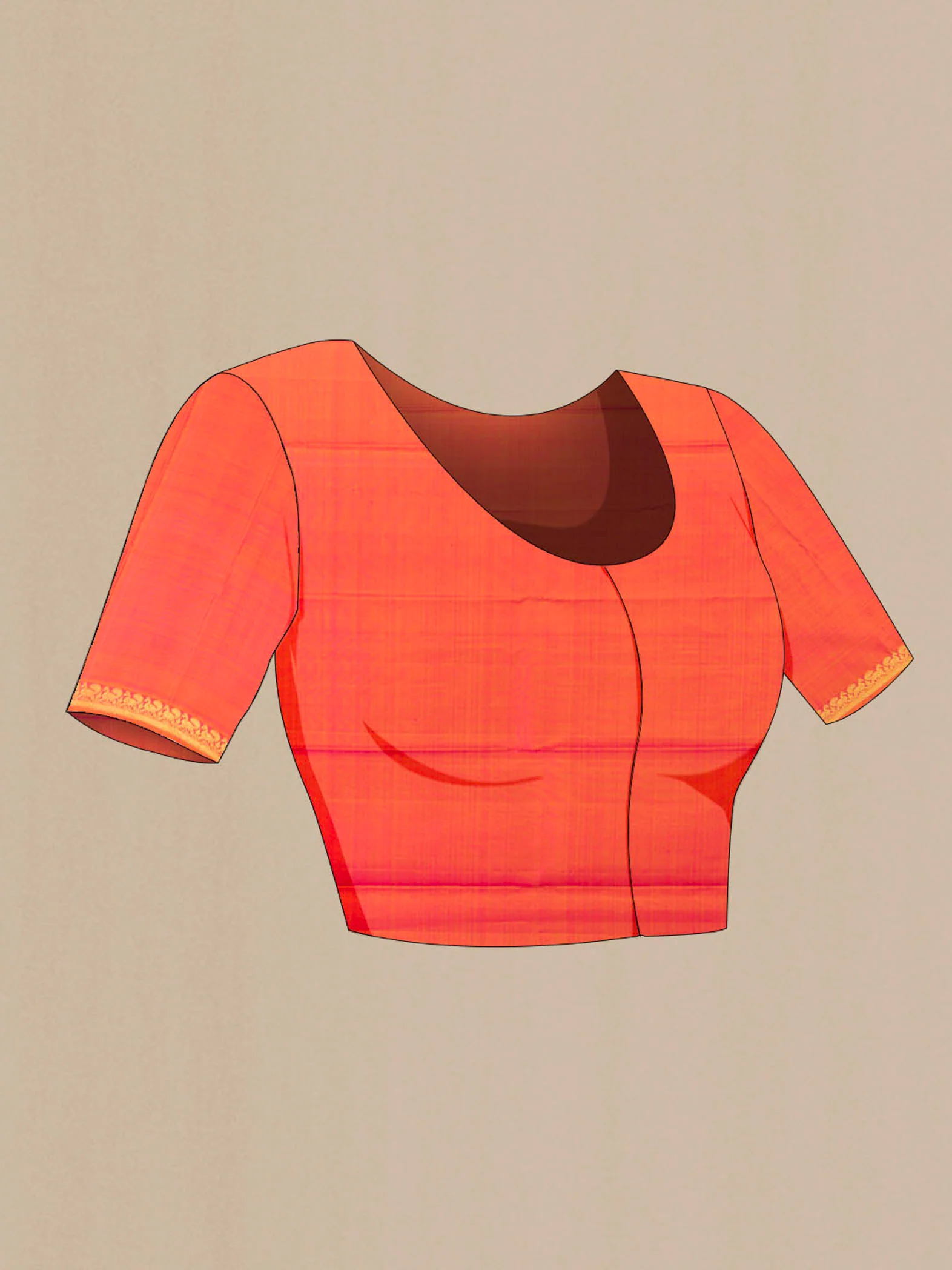 Orange Kanjivaram Silk Saree - Image 4