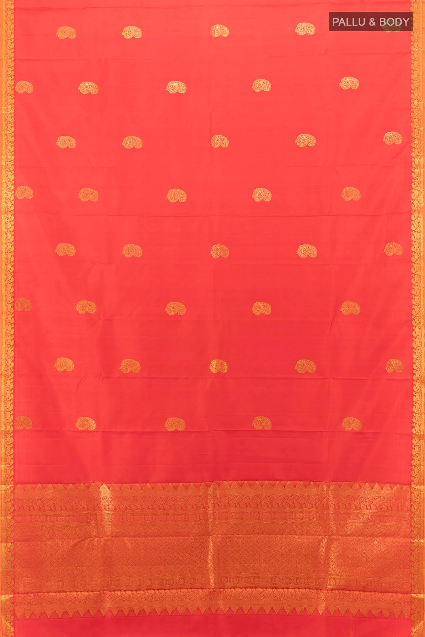 Orange Kanjivaram Silk Saree - Image 5