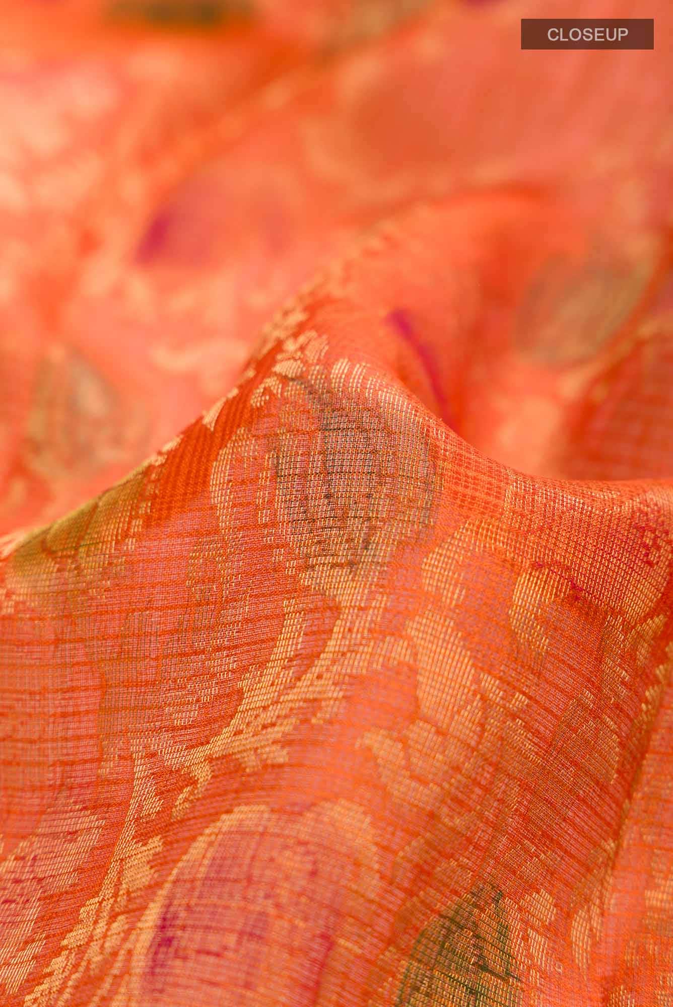 Orange Kota Silk Saree - Image 2