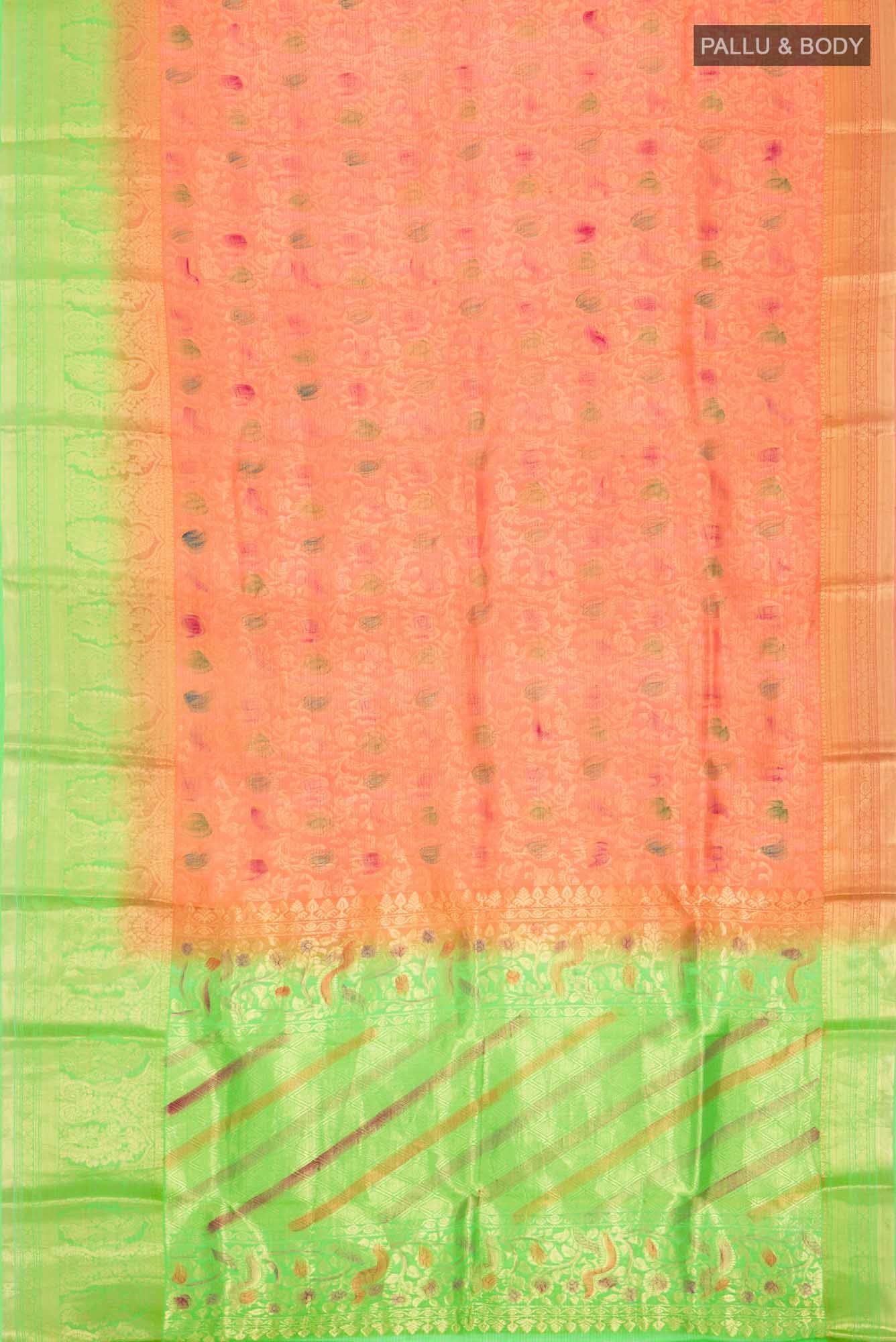 Orange Kota Silk Saree - Image 3