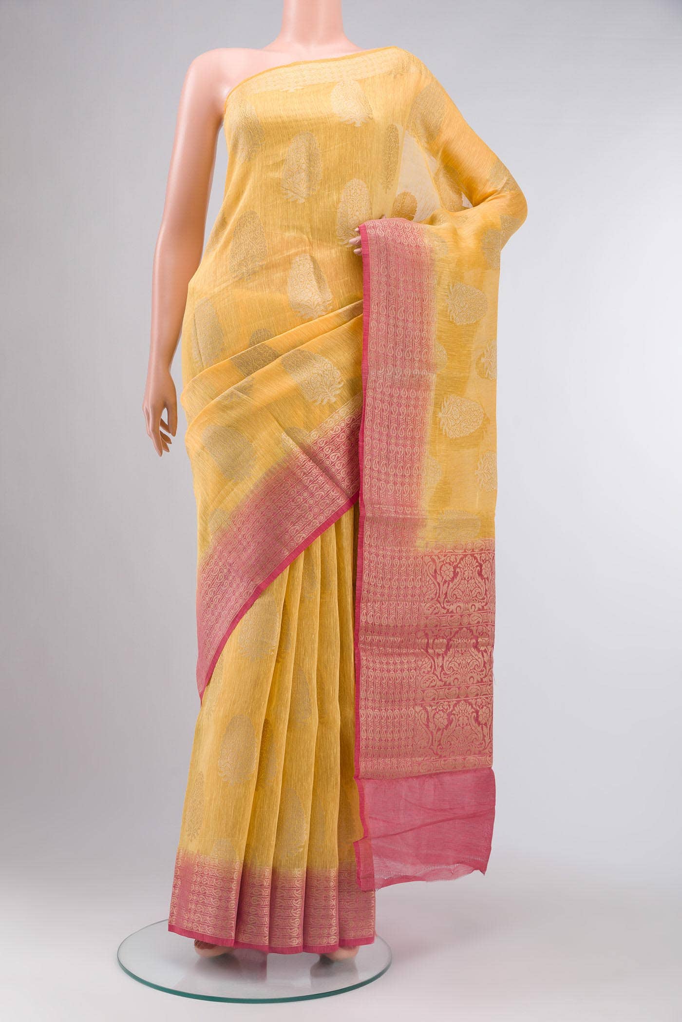 Orange Linen Saree