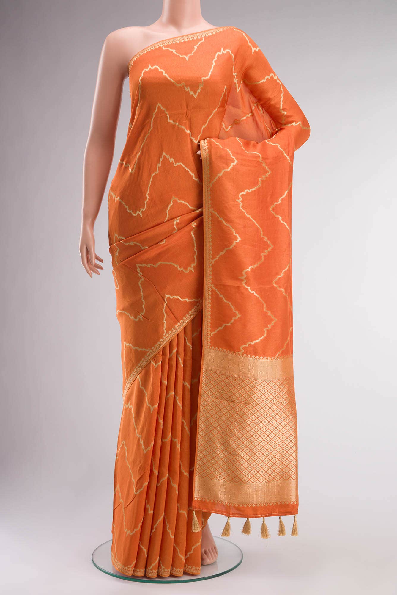 Orange Linen Saree