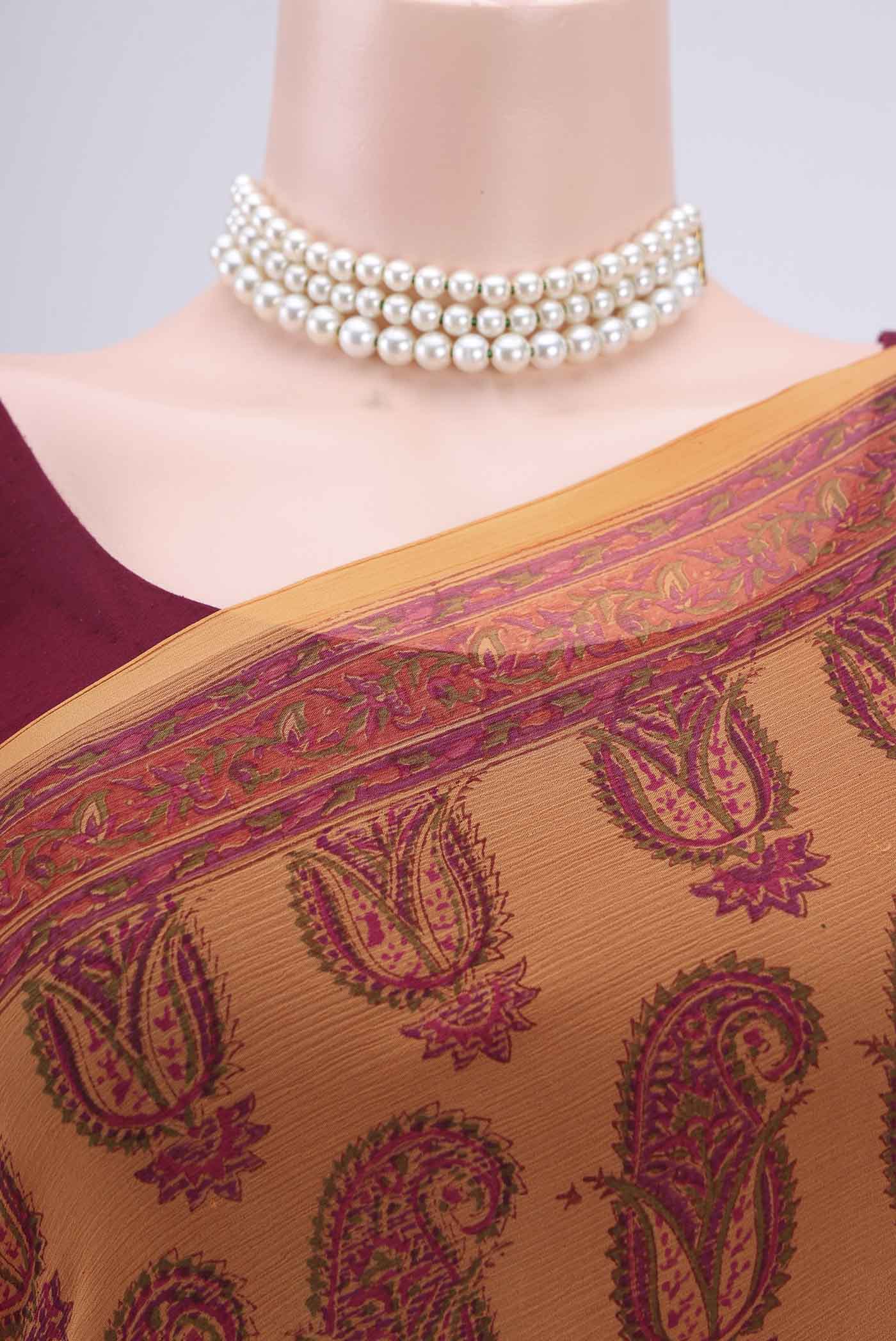 Orange Mysore Chiffon Saree - Image 2