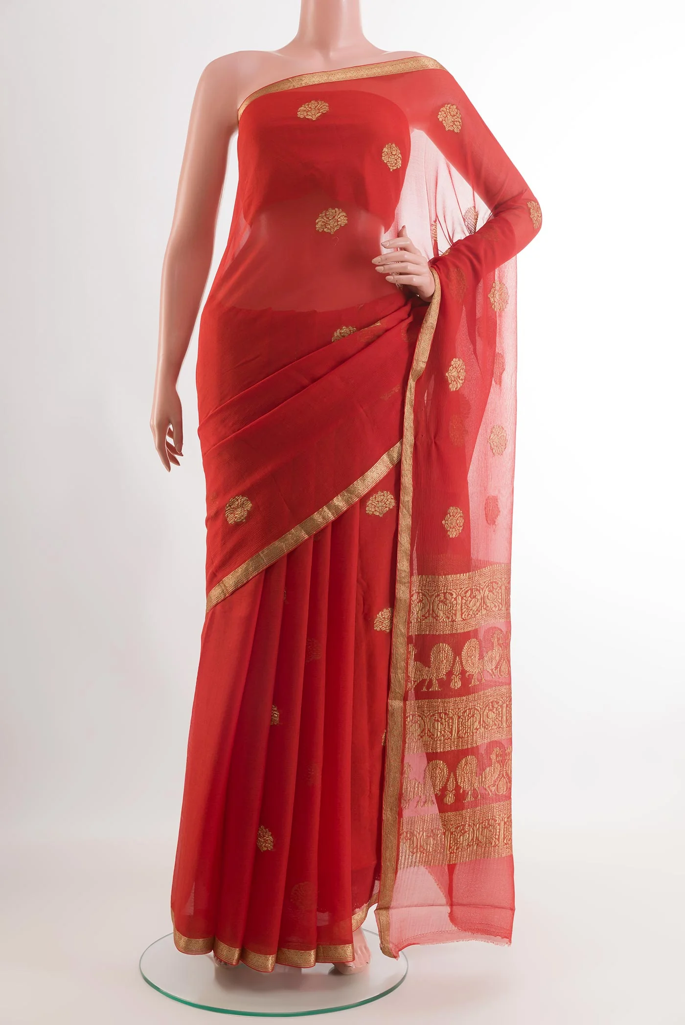 Orange Mysore Chiffon Saree